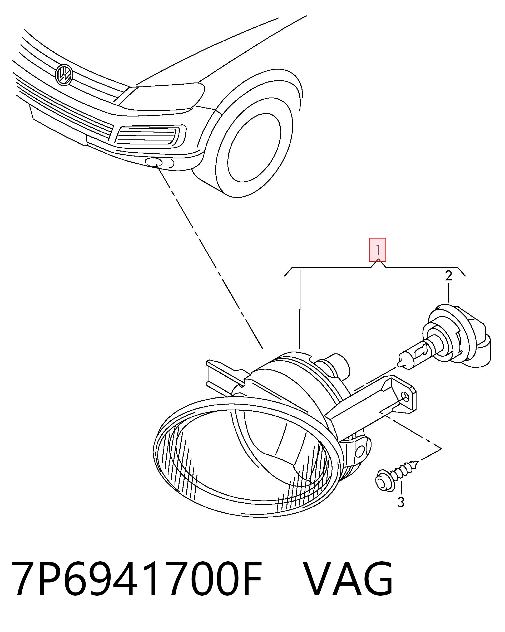 7P6941700F VAG Права протитуманні фари