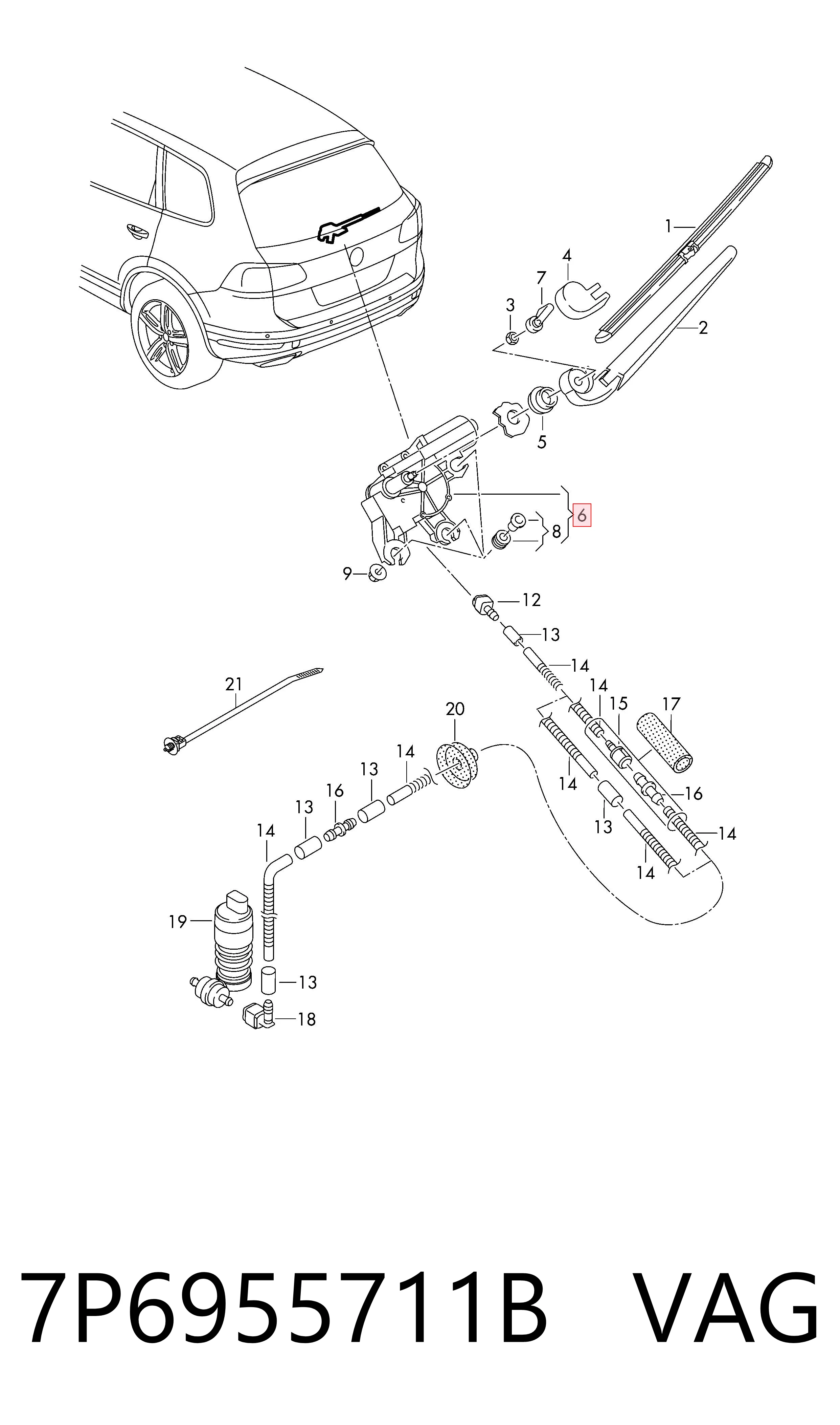 Склоочисник дверей задка VAG 7P6955711B ціна, від 69.70 USD