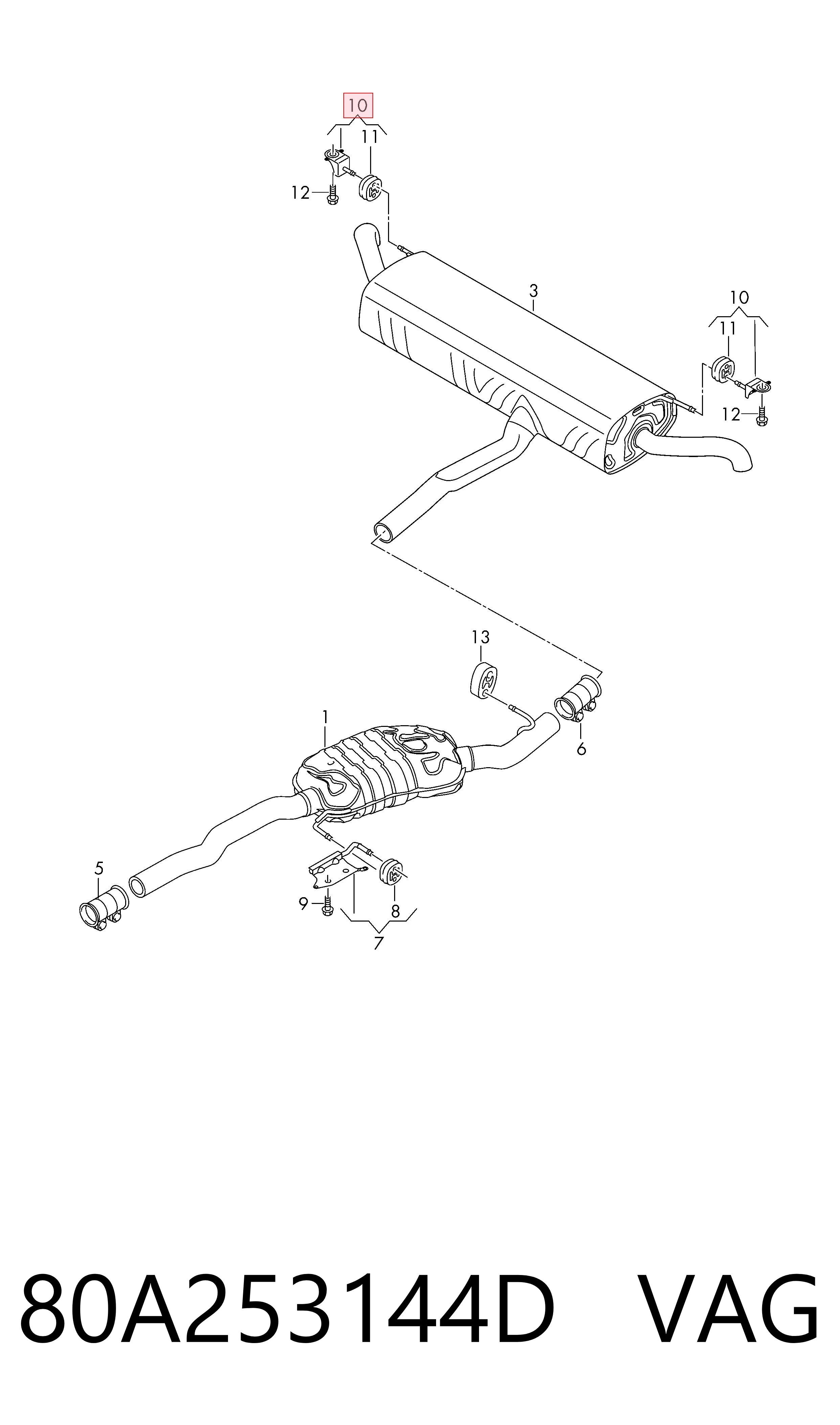Купити 80A253144D VAG Подушка глушника