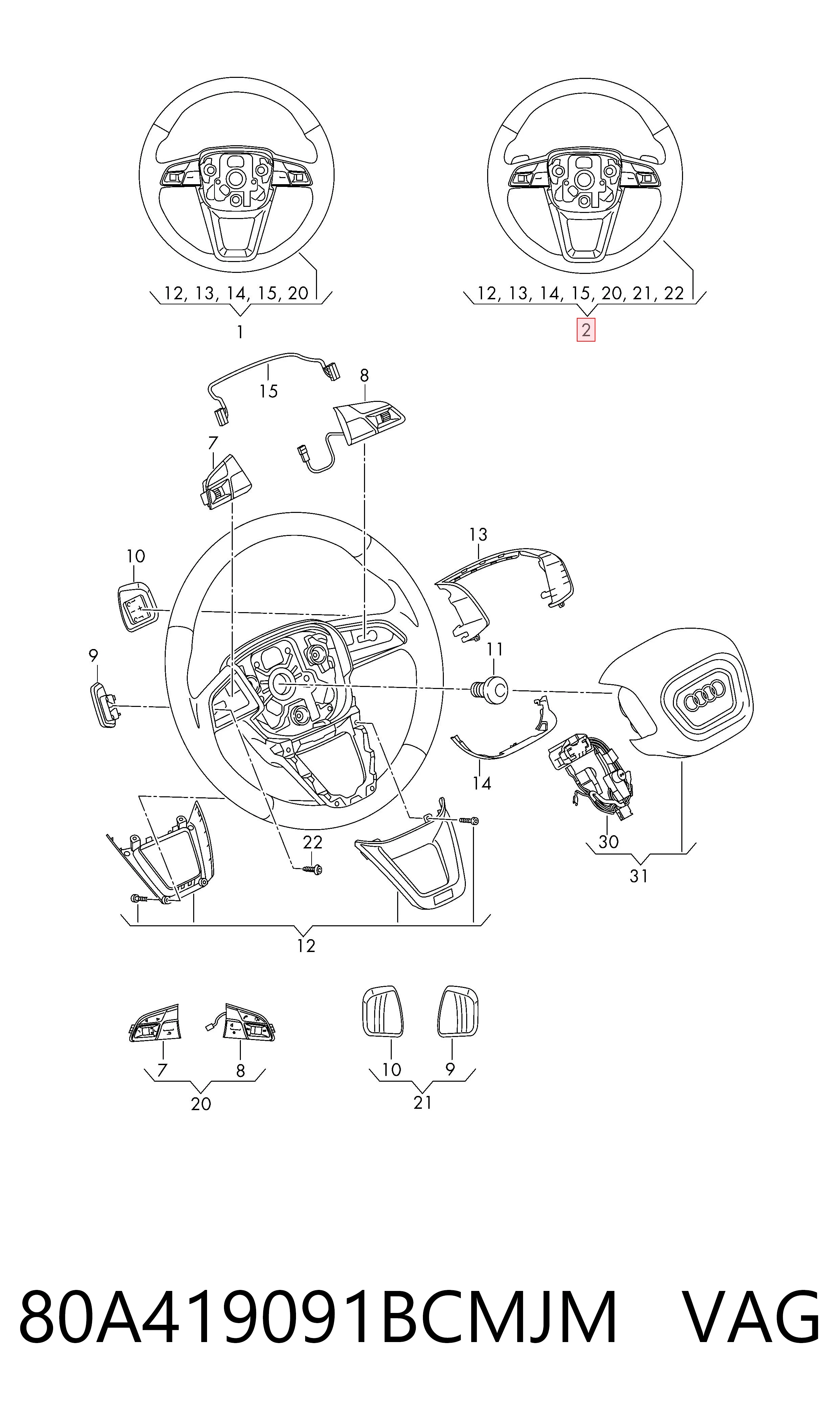80A419091BCMJM VAG Рульове колесо