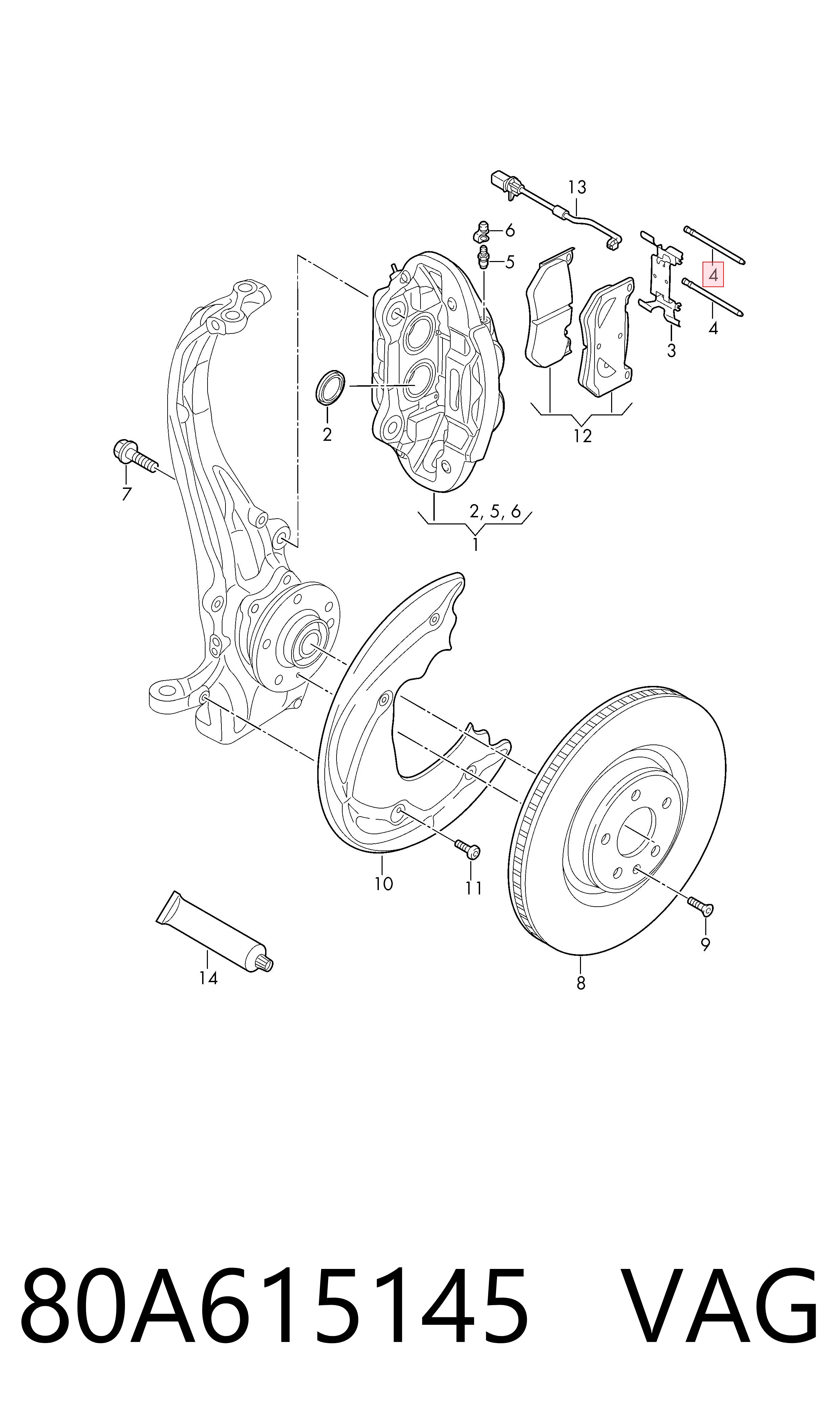 Палець (шплінт) дверної петлі VAG 80A615145 ціна, від 10.89 USD