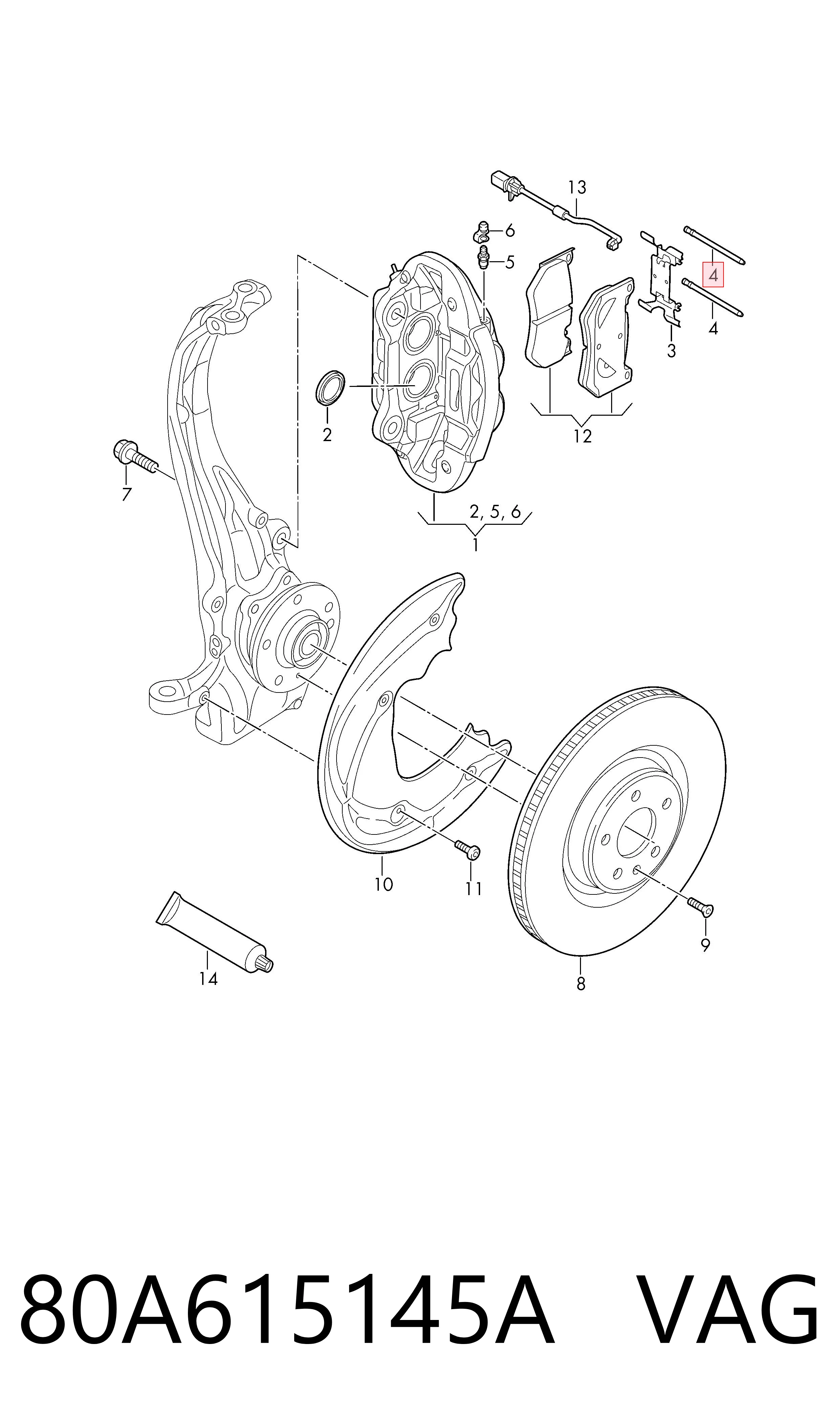 Палець (шплінт) дверної петлі VAG 80A615145A ціна, від 10.89 USD