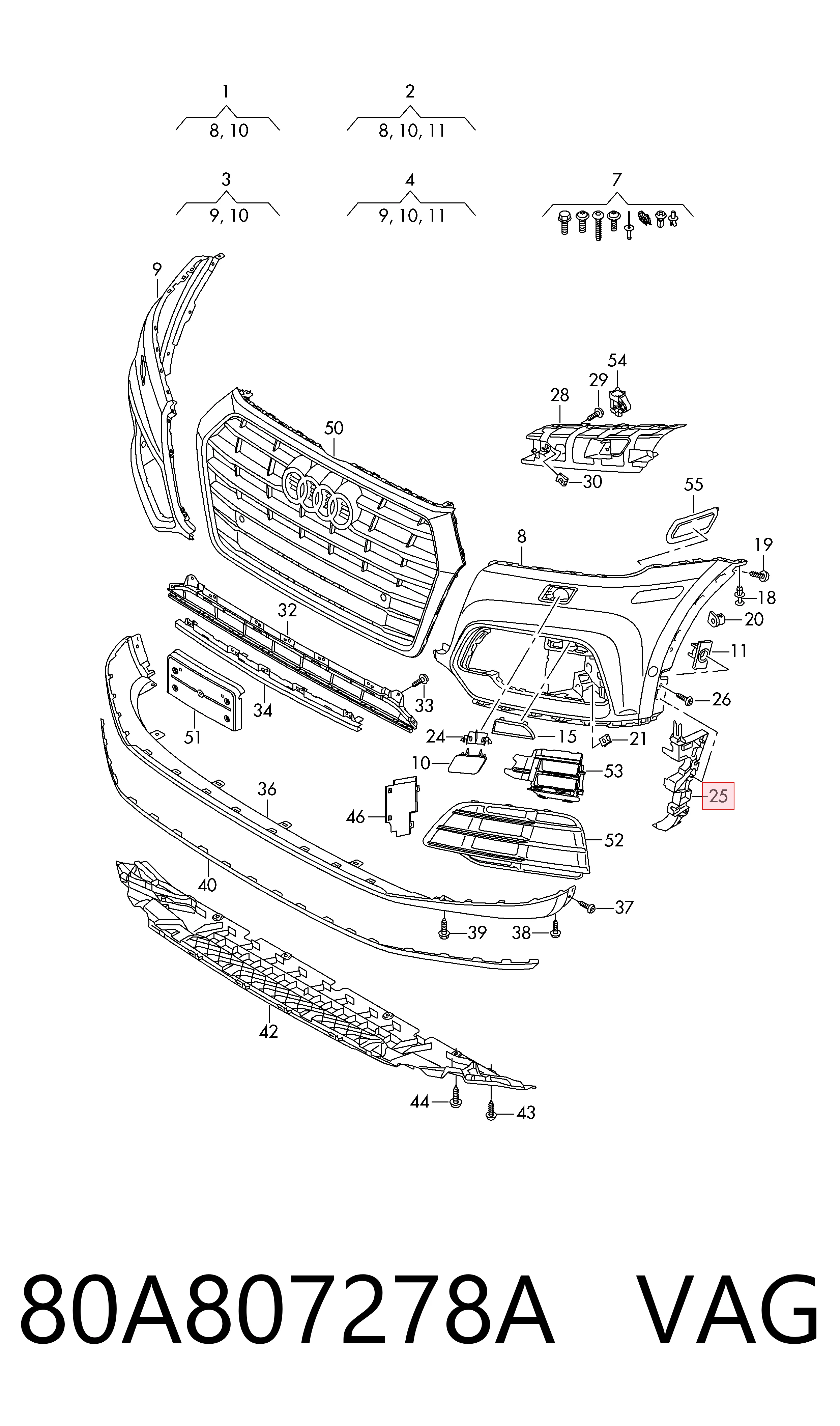 Кріплення бампера VAG 80A807278A ціна, від 16.47 USD