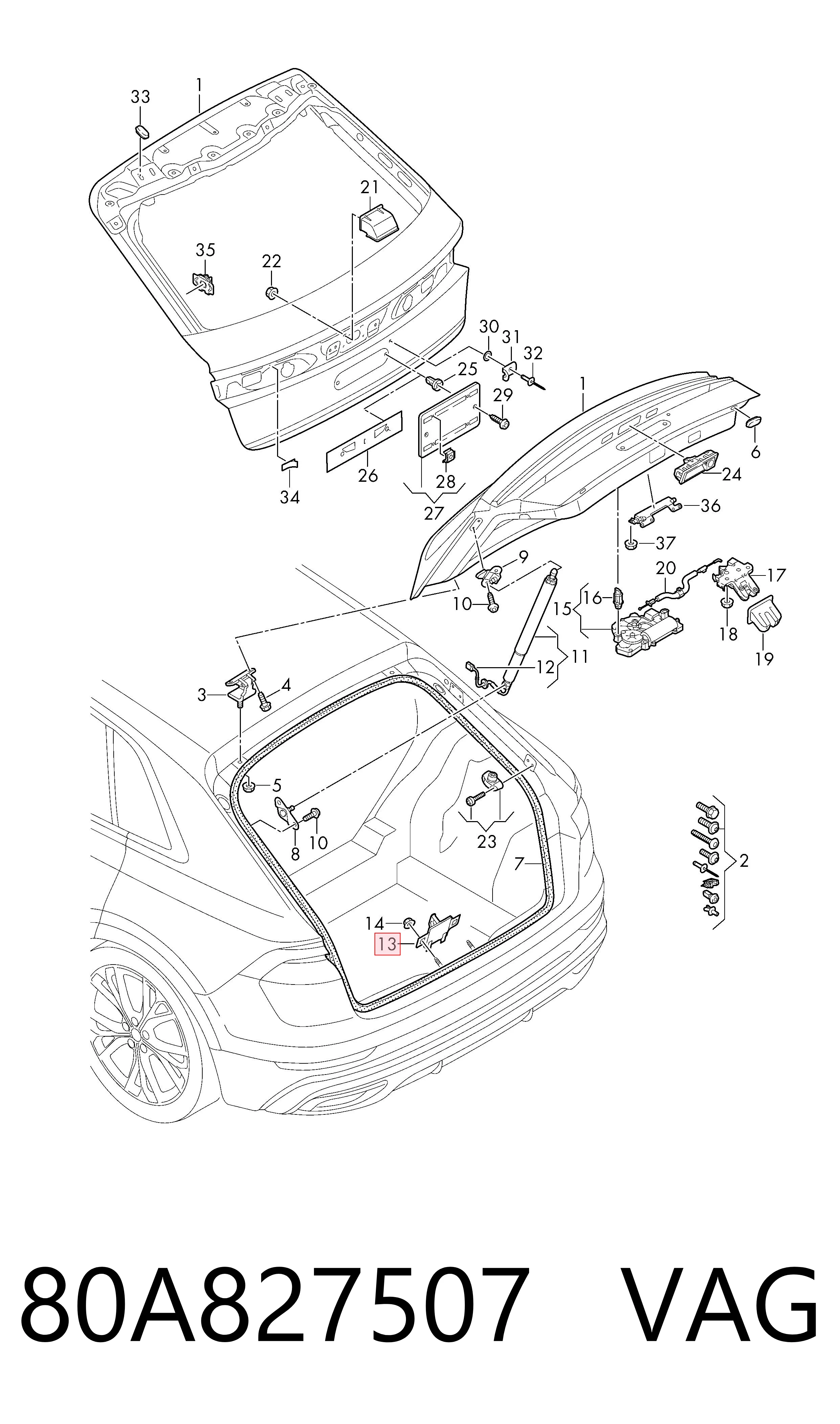 80A827507A Bentley Петля замка кришки багажника