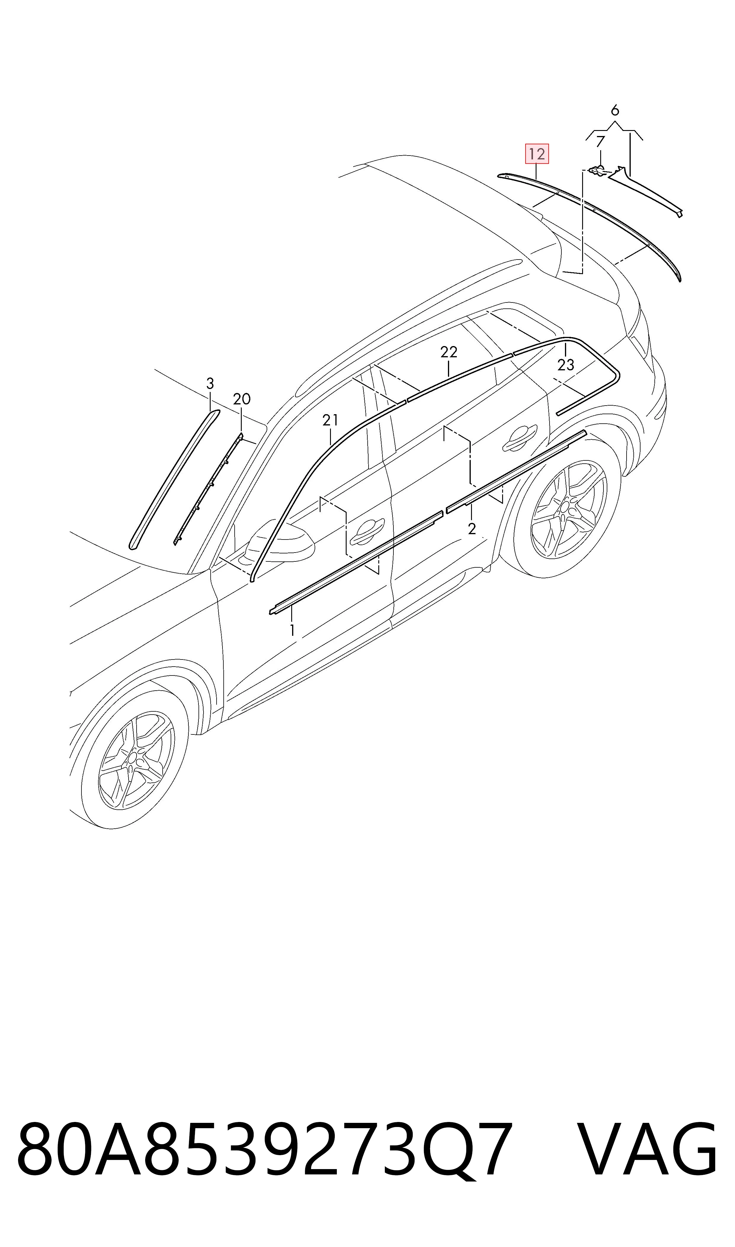 80A8539273Q7 VAG Молдинг кришки багажника