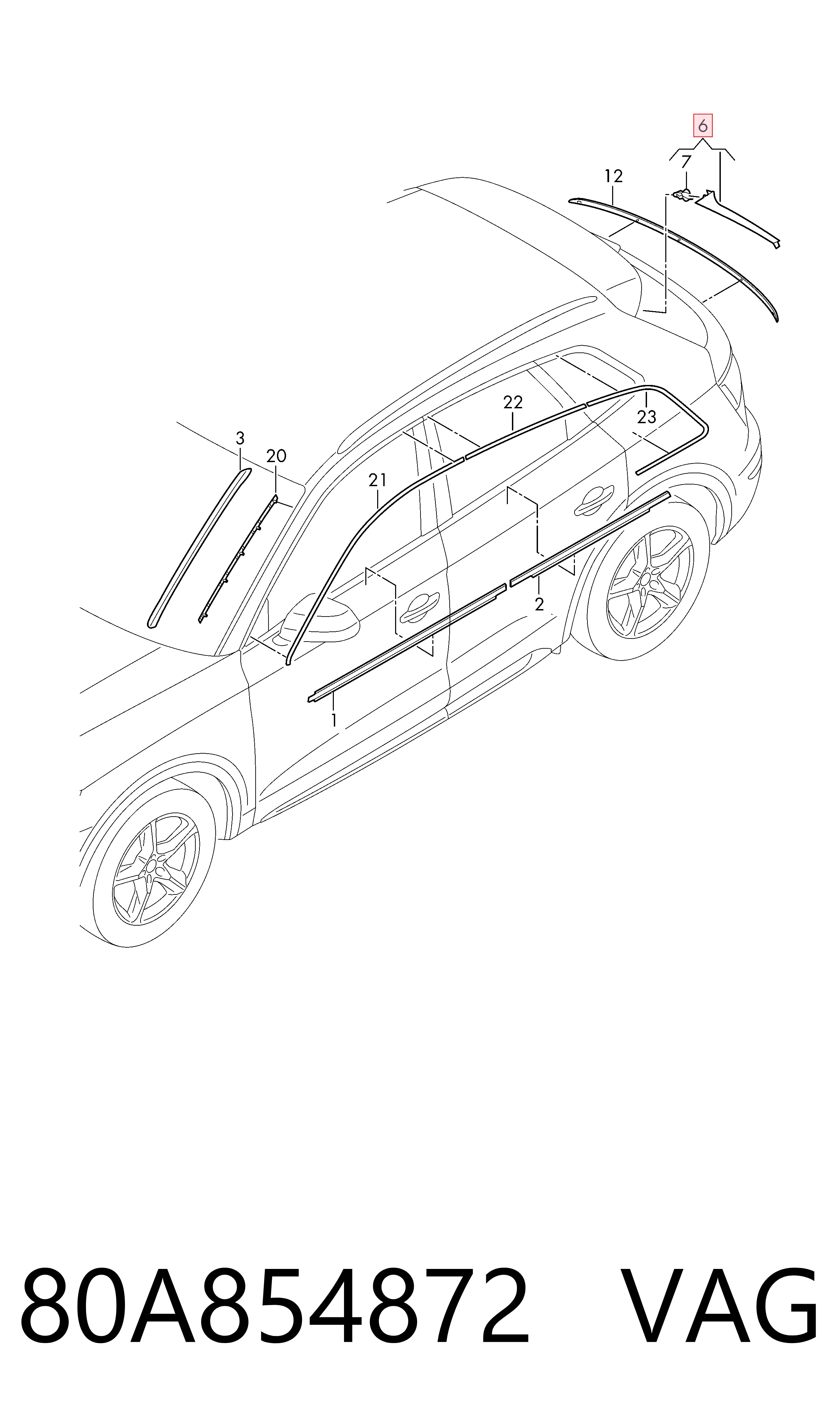 80A854872 VAG Накладка на кришку багажника