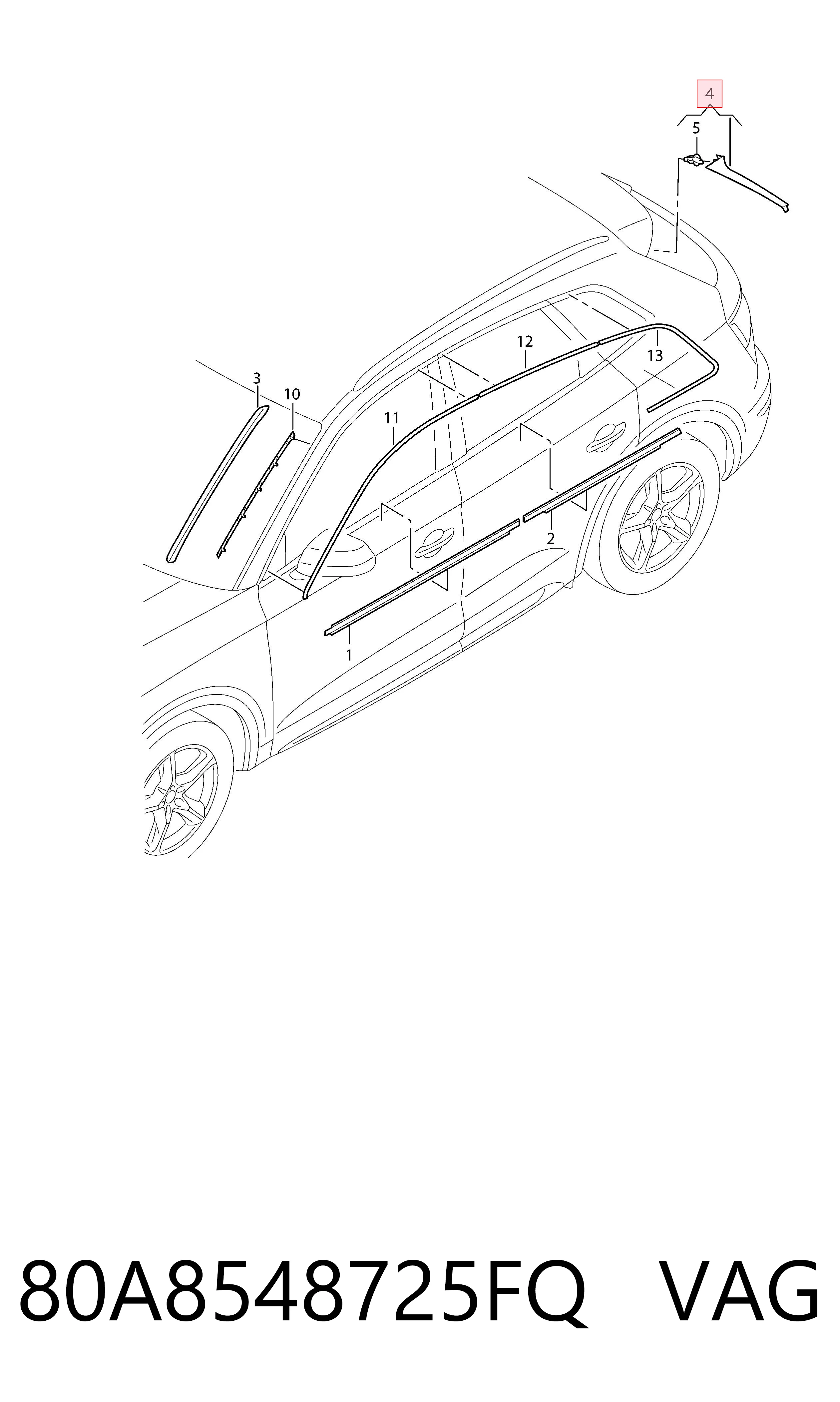 80A8548725FQ VAG Накладка на кришку багажника