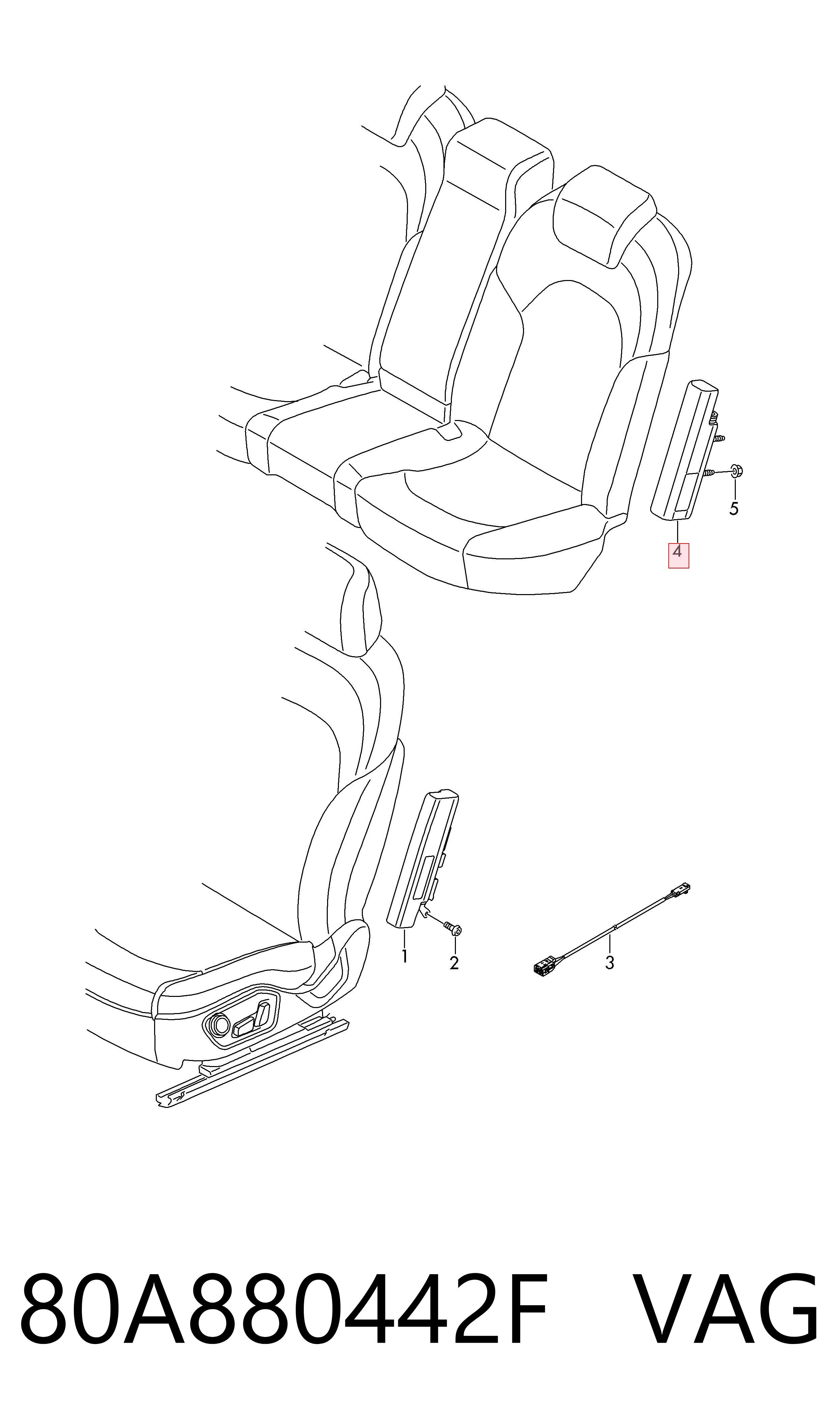 80A880442F VAG Подушка безпеки AIRBAG спинки сидіння, правого