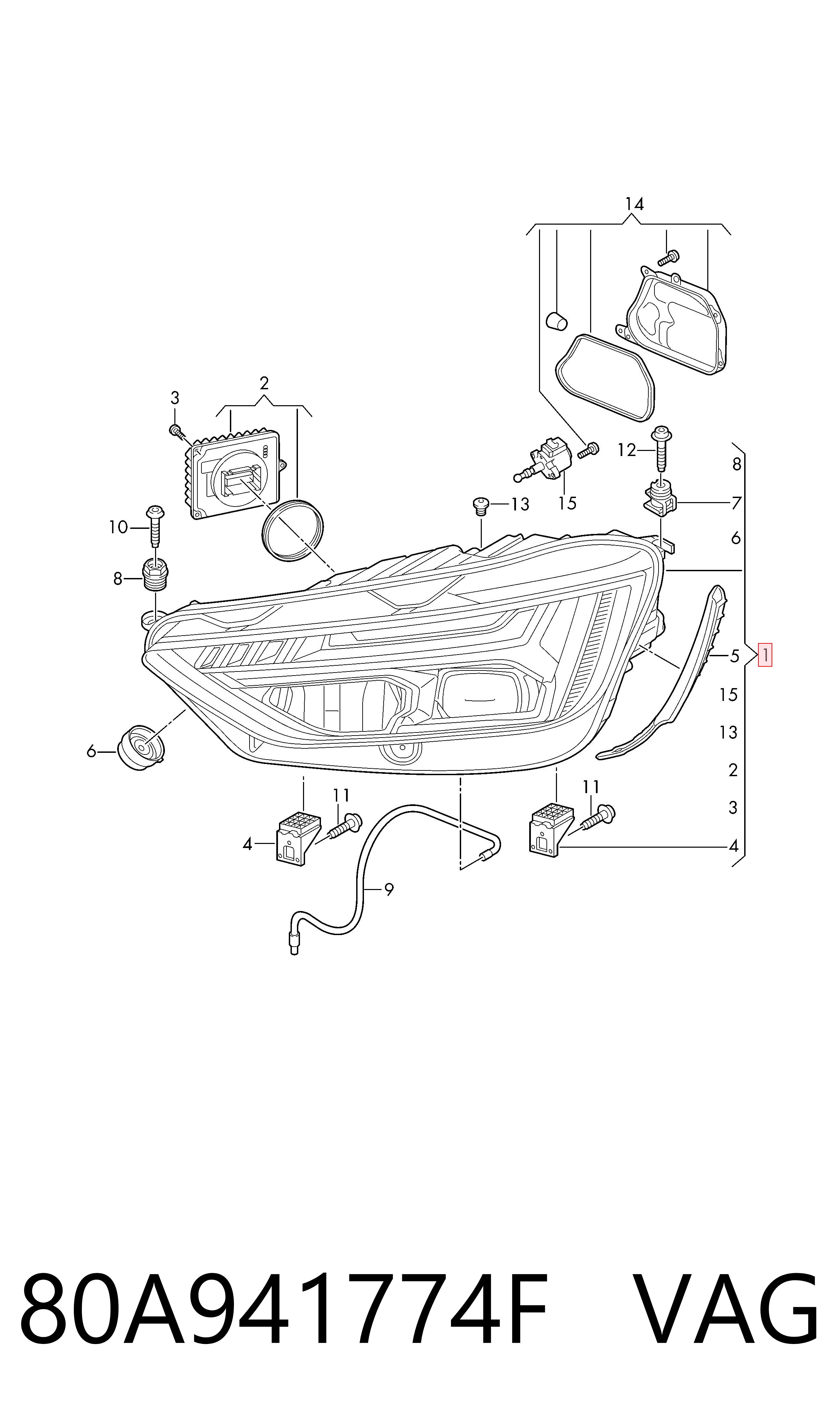 80A941774F VAG Фара правая