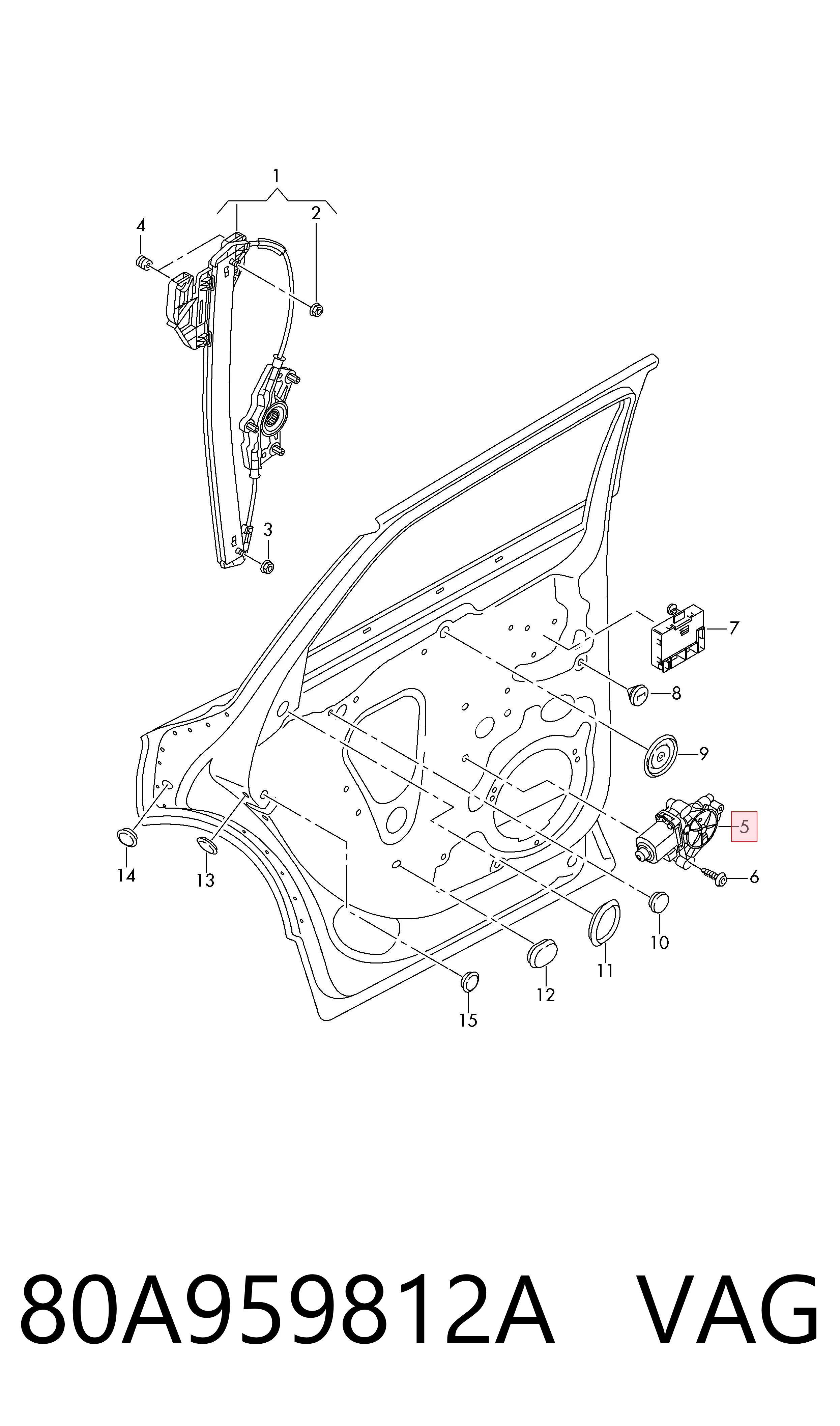 80A959812A VAG Моторчик склопідйомника двері задніх, правих