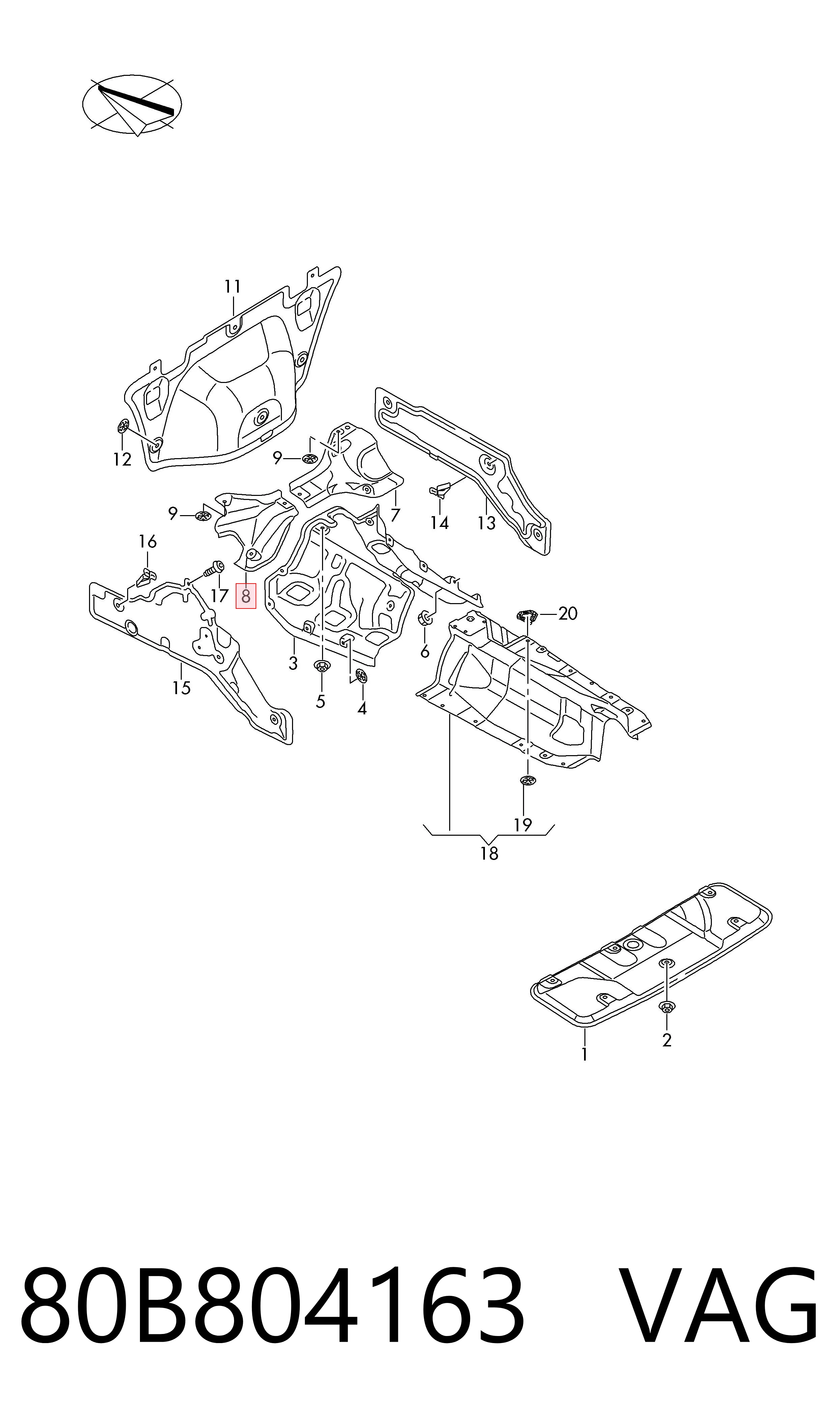  VAG 80B804163 ціна, від 10.14 USD