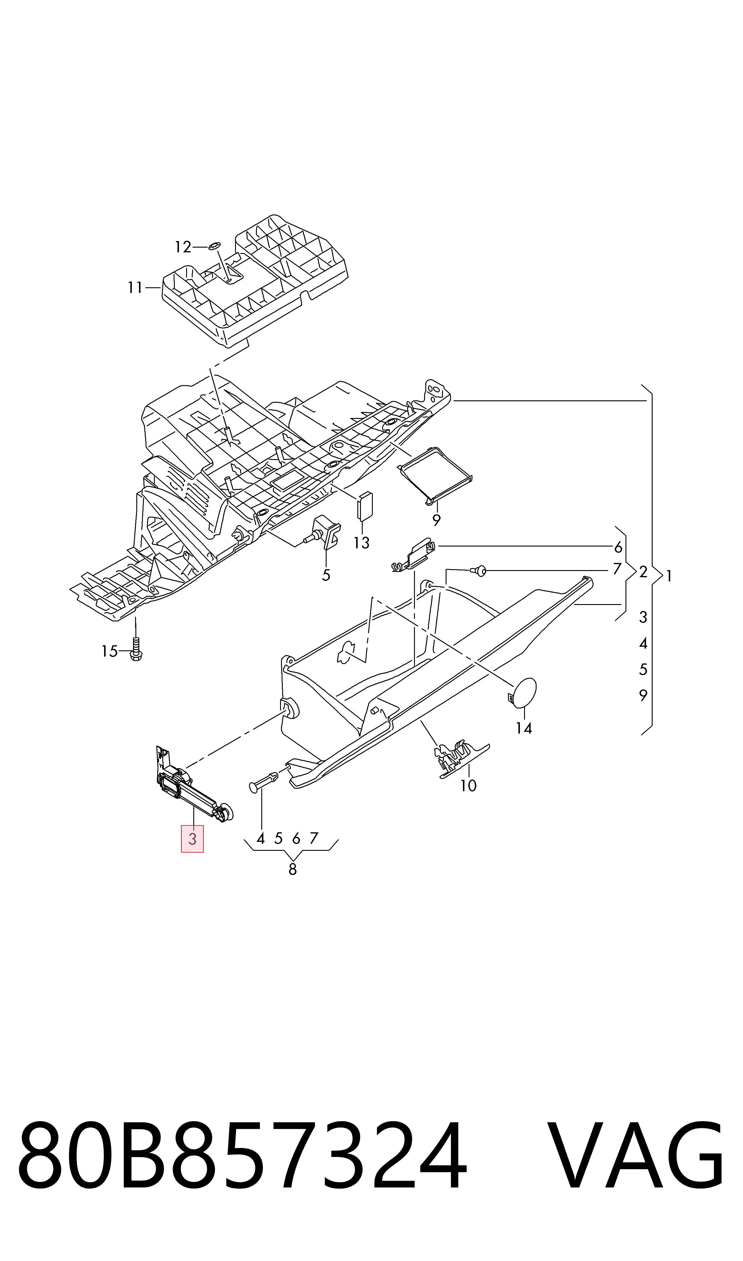 Амортизатор кришки бардачка VAG 80B857324 ціна, від 13.30 USD