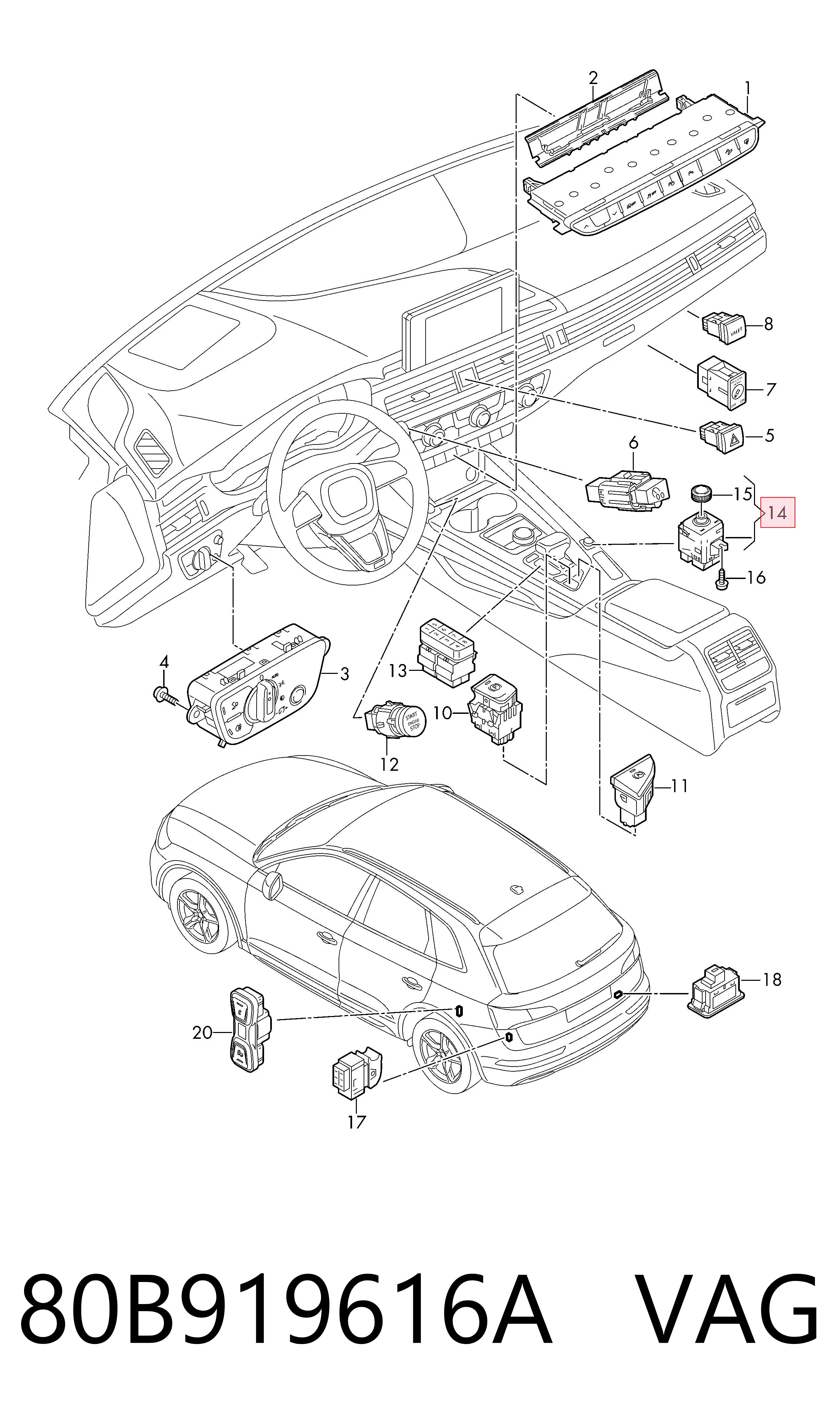 Блок керування мультимедійний VAG 80B919616A ціна, від 49.13 USD