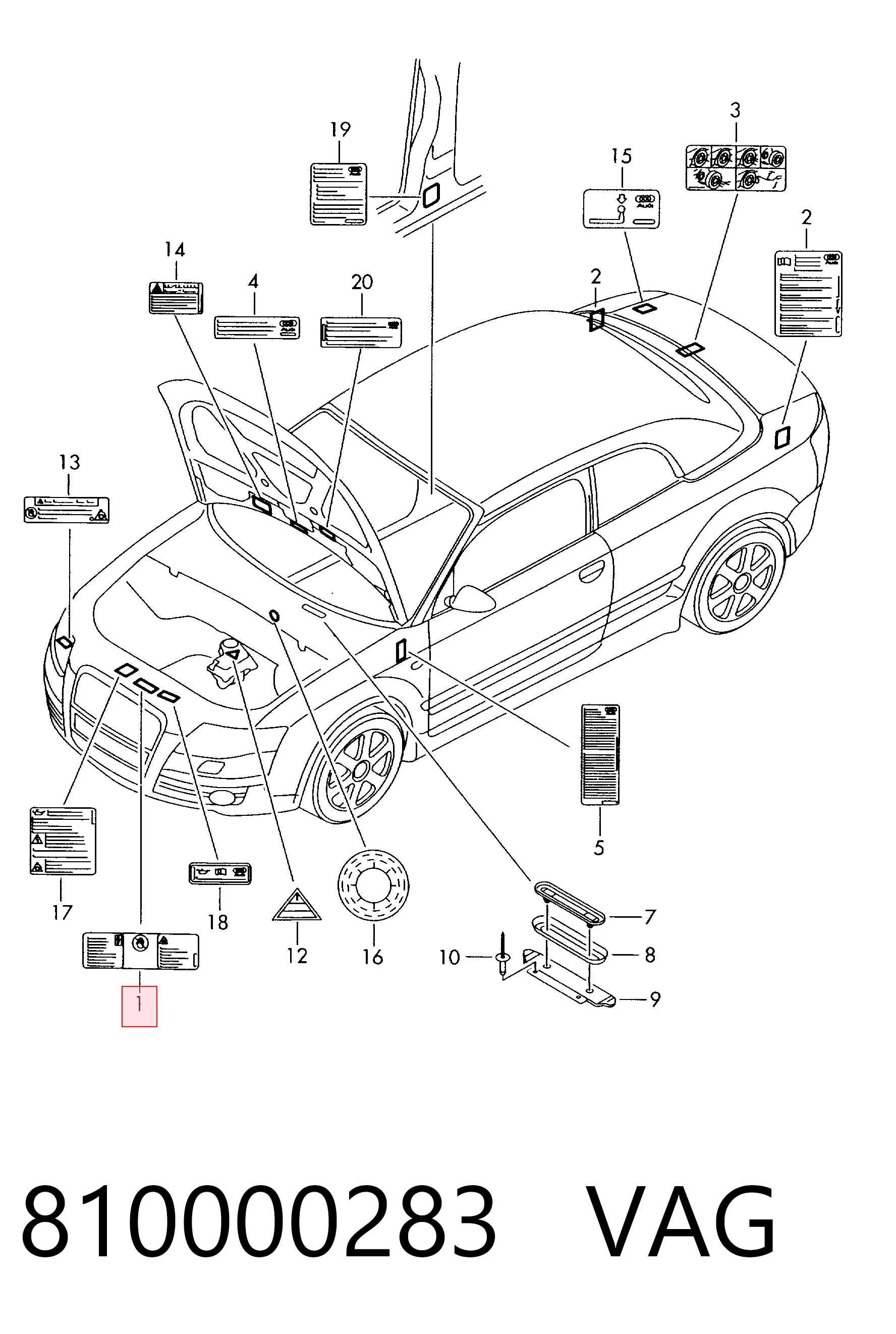 Емблема кришки багажника, фірмовий значок на Audi A6 C5 4B2, 4B4