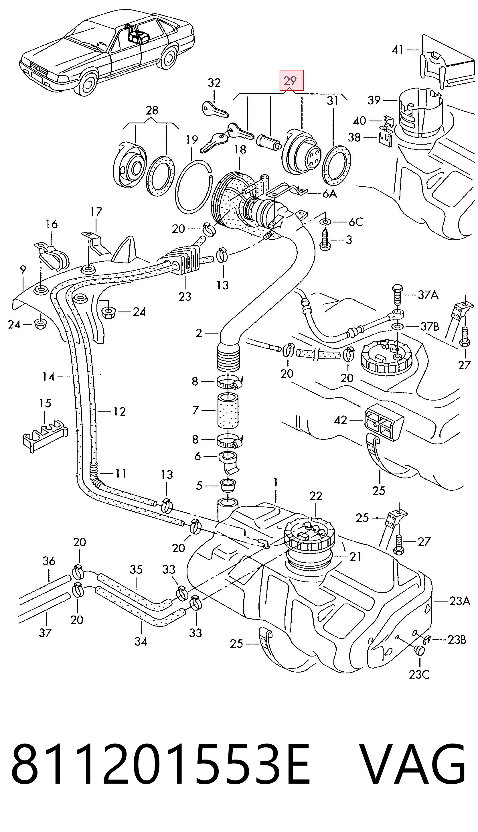  Пробка бензобаку Audi 80 