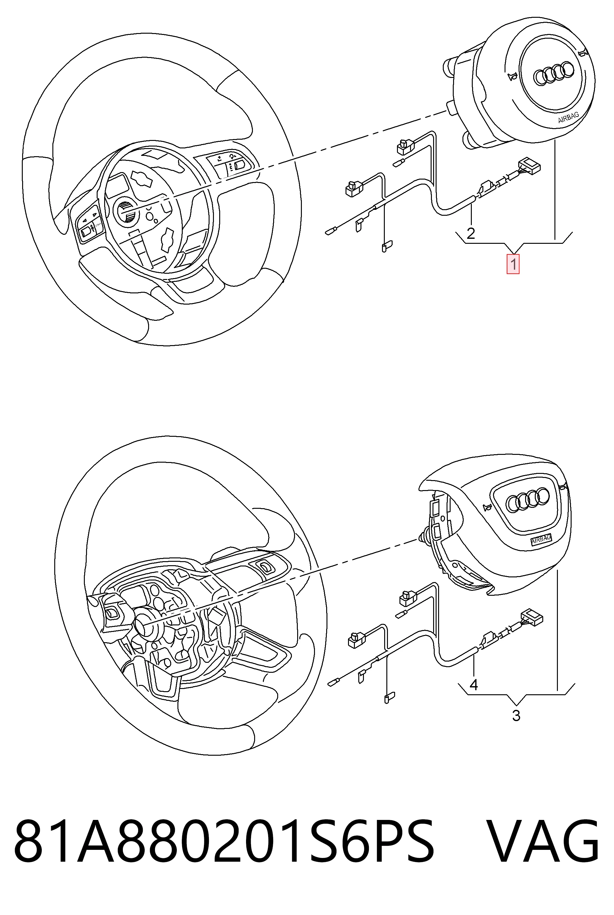 81A880201S6PS VAG Подушка AIRBAG передня ліва
