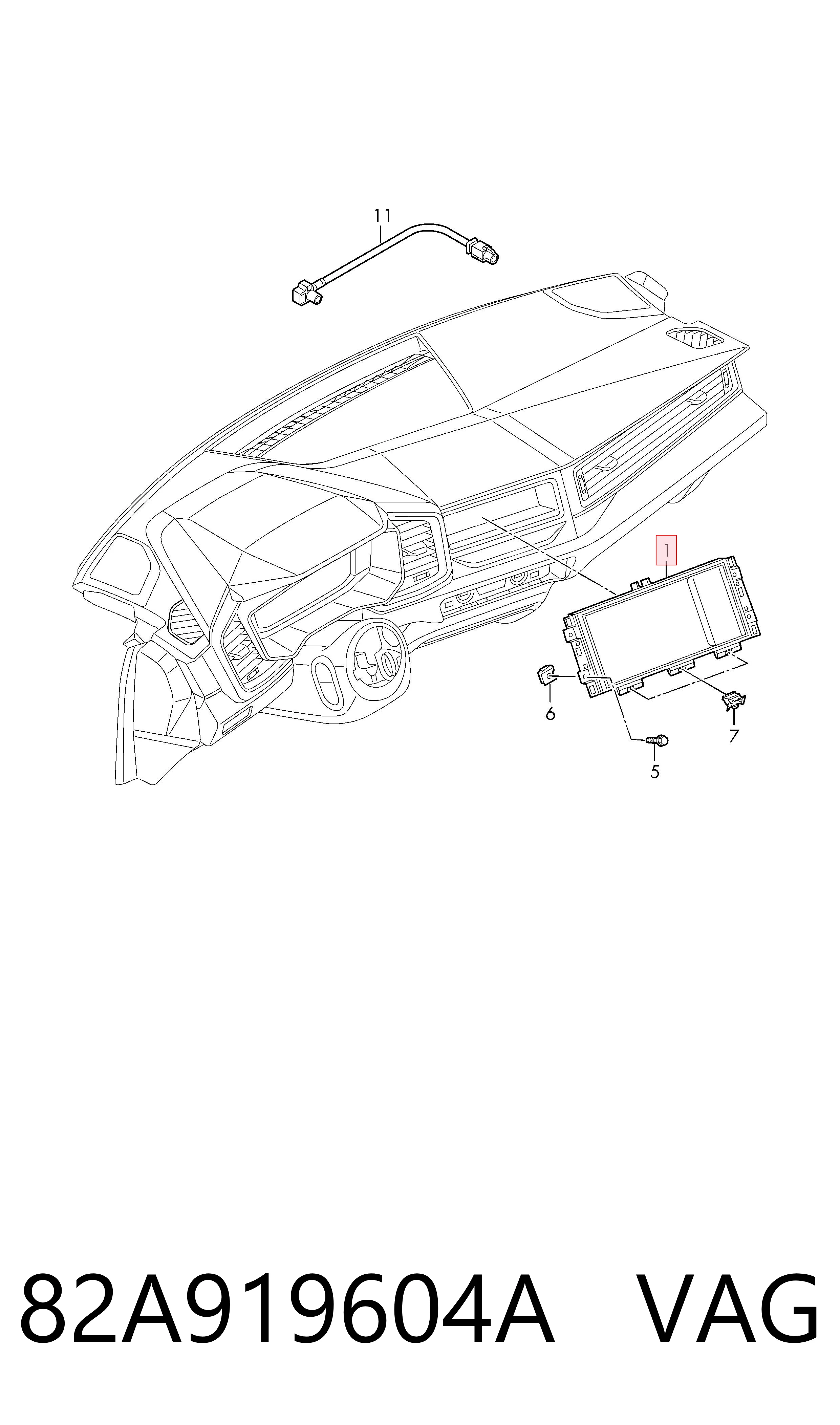 Дисплей багатофункціональний VAG 82A919604A ціна, від 390.53 USD