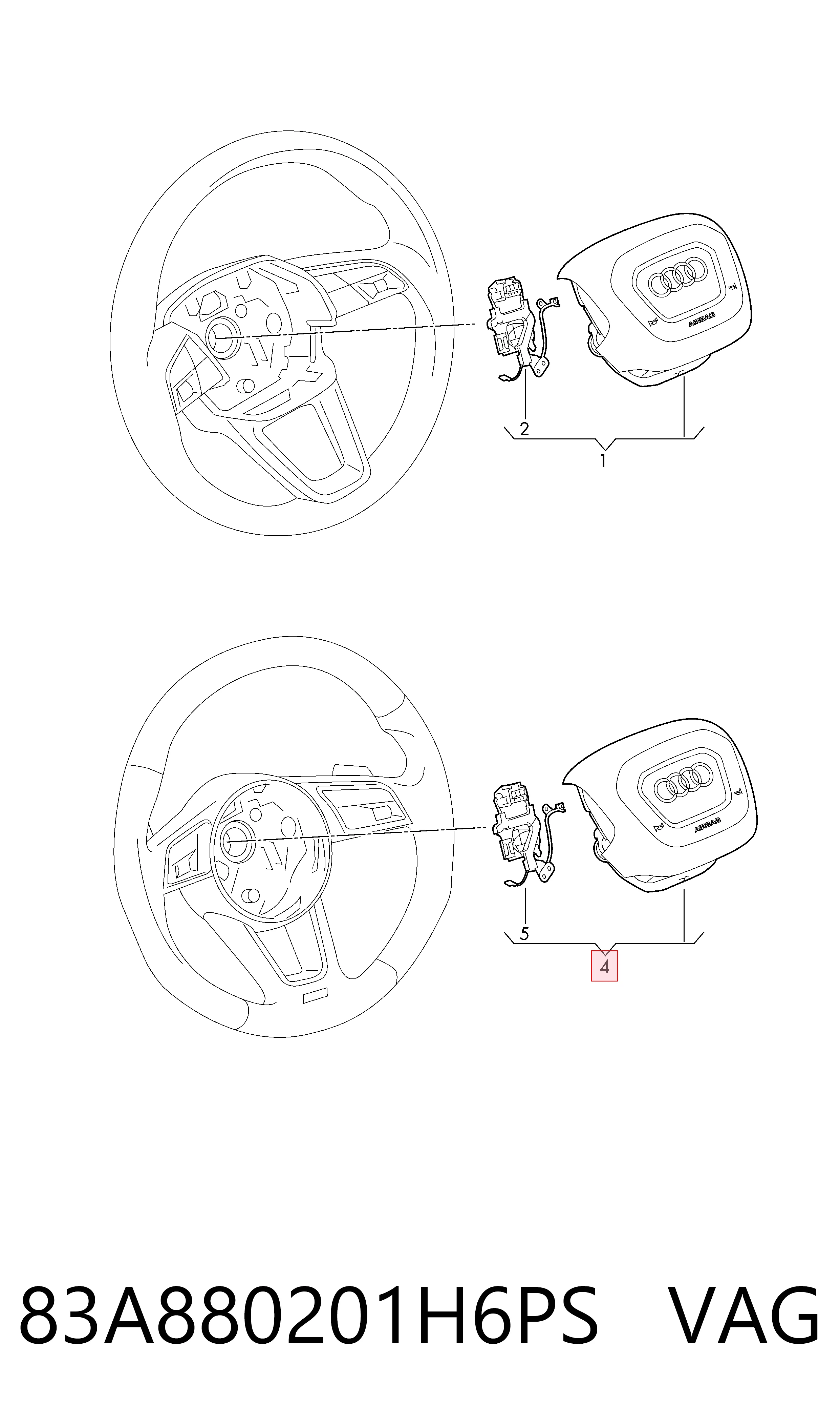 83A880201H6PS VAG Подушка AIRBAG передня ліва