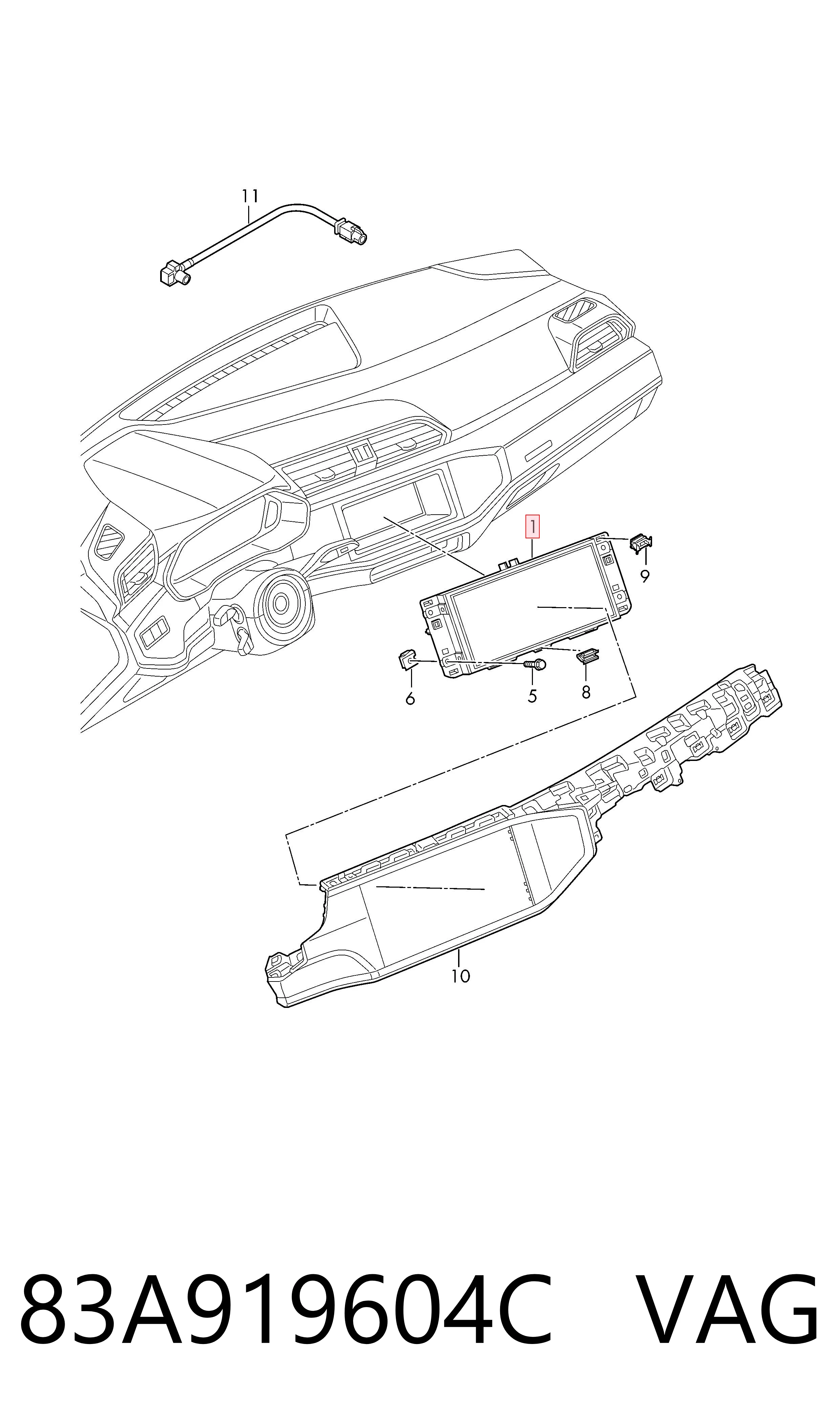 Купити 83A919604C VAG Дисплей багатофункціональний