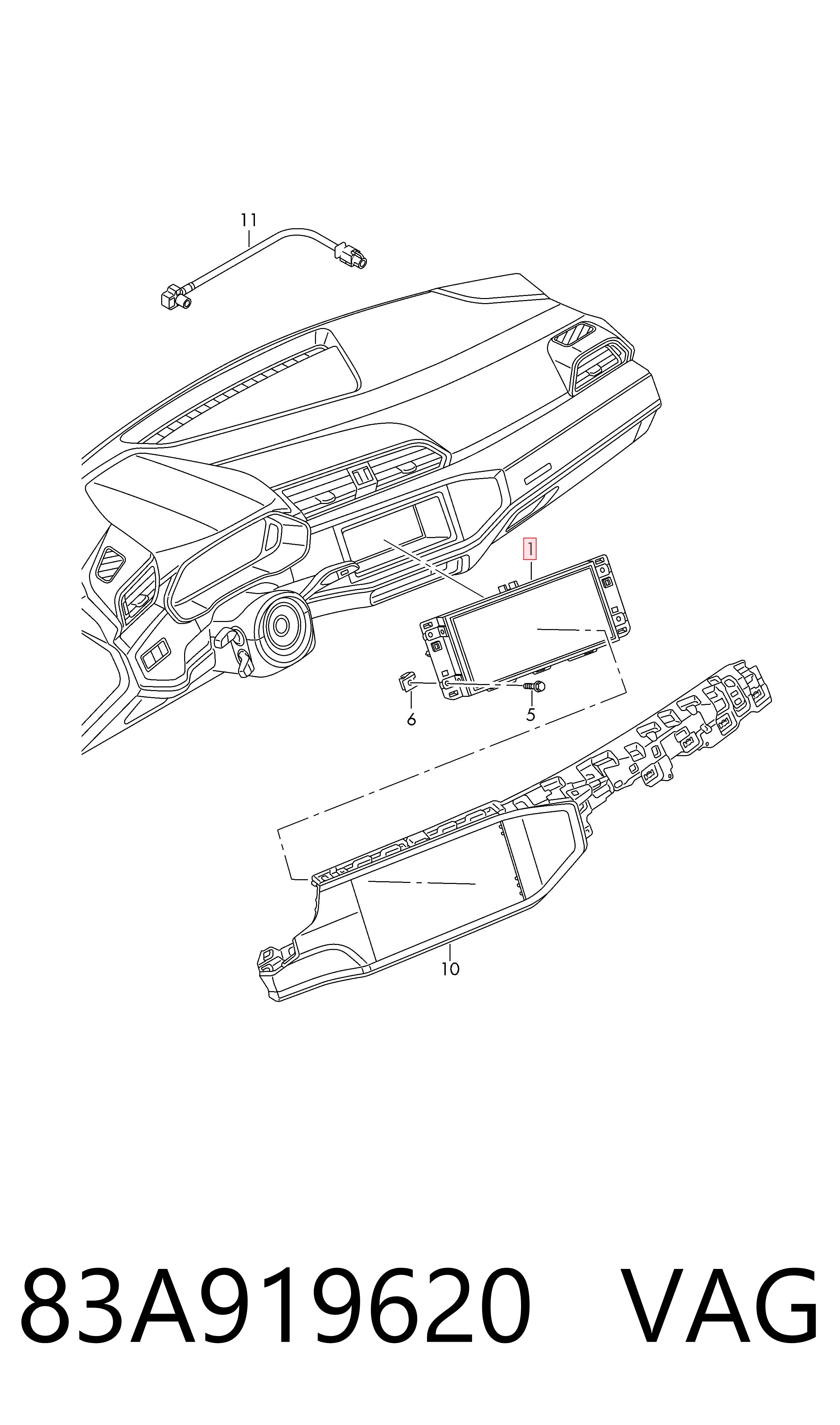 83A919620 VAG Дисплей бортового комп'ютера