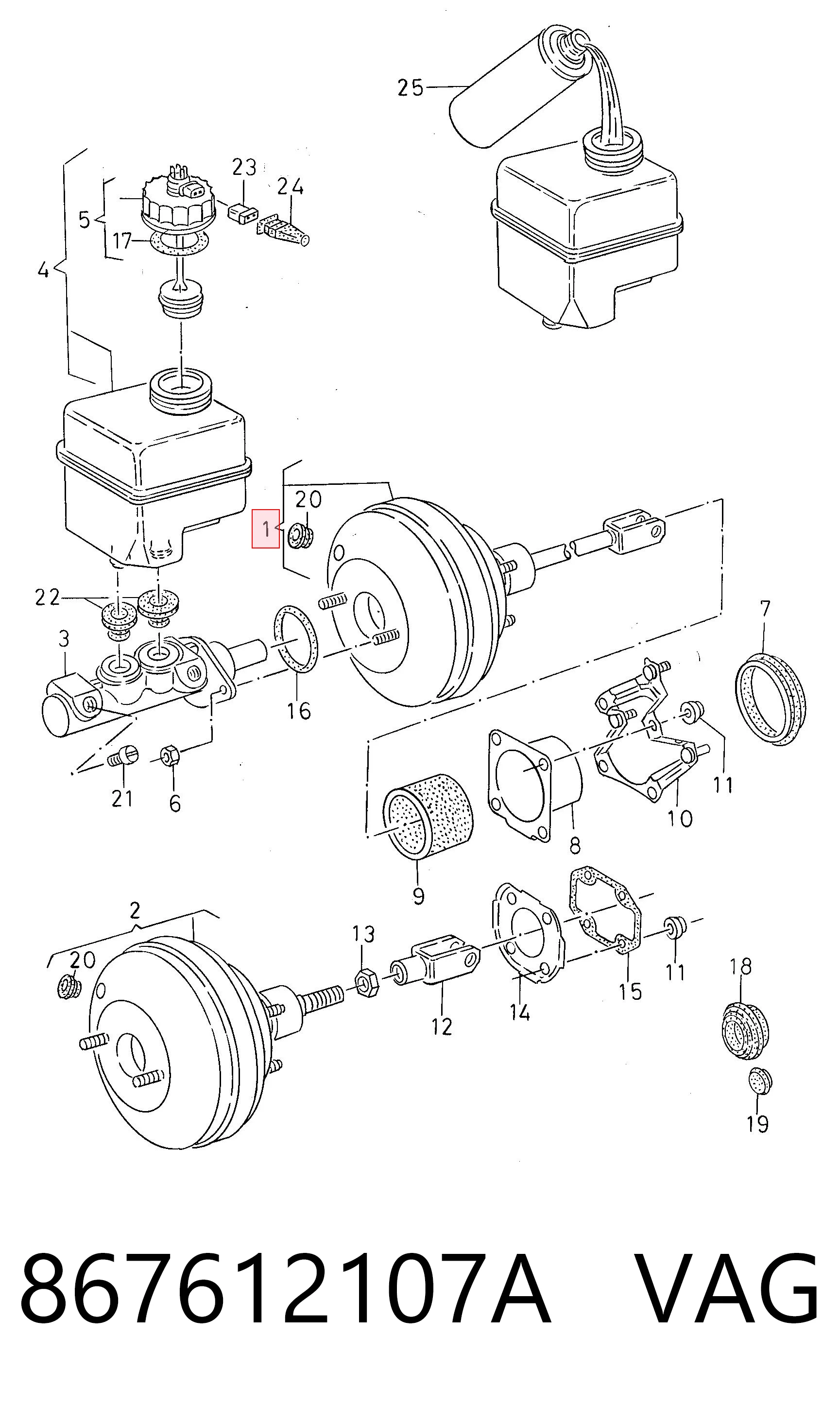 Підсилювач гальм вакуумний на Volkswagen Polo II 86C