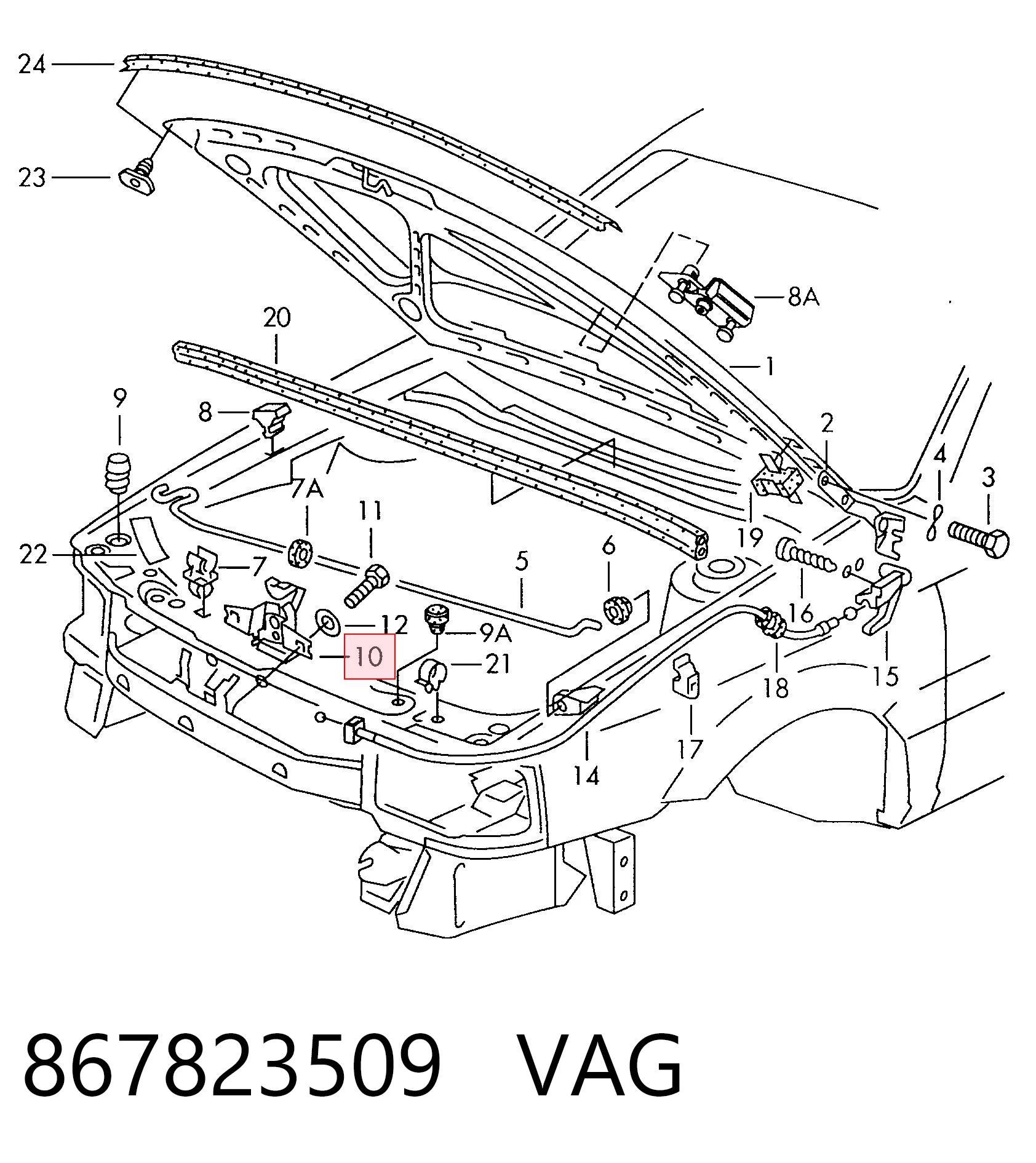 Замок капота Volkswagen Passat B3, B4 седан (3A2, 351, 312) (1988 - 1997) ціна, від 6.33 USD