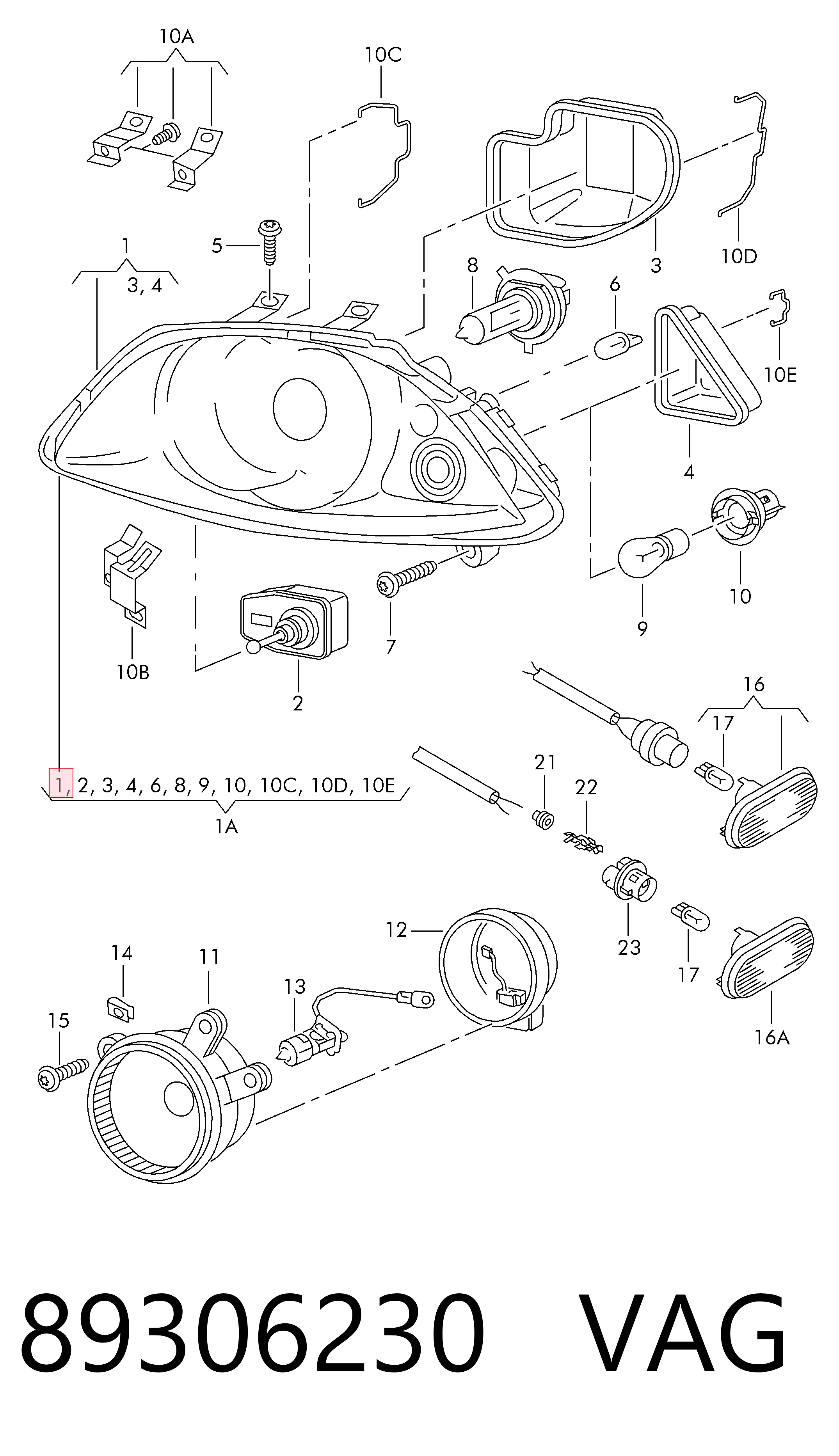  Фара ліва Seat Ibiza 3