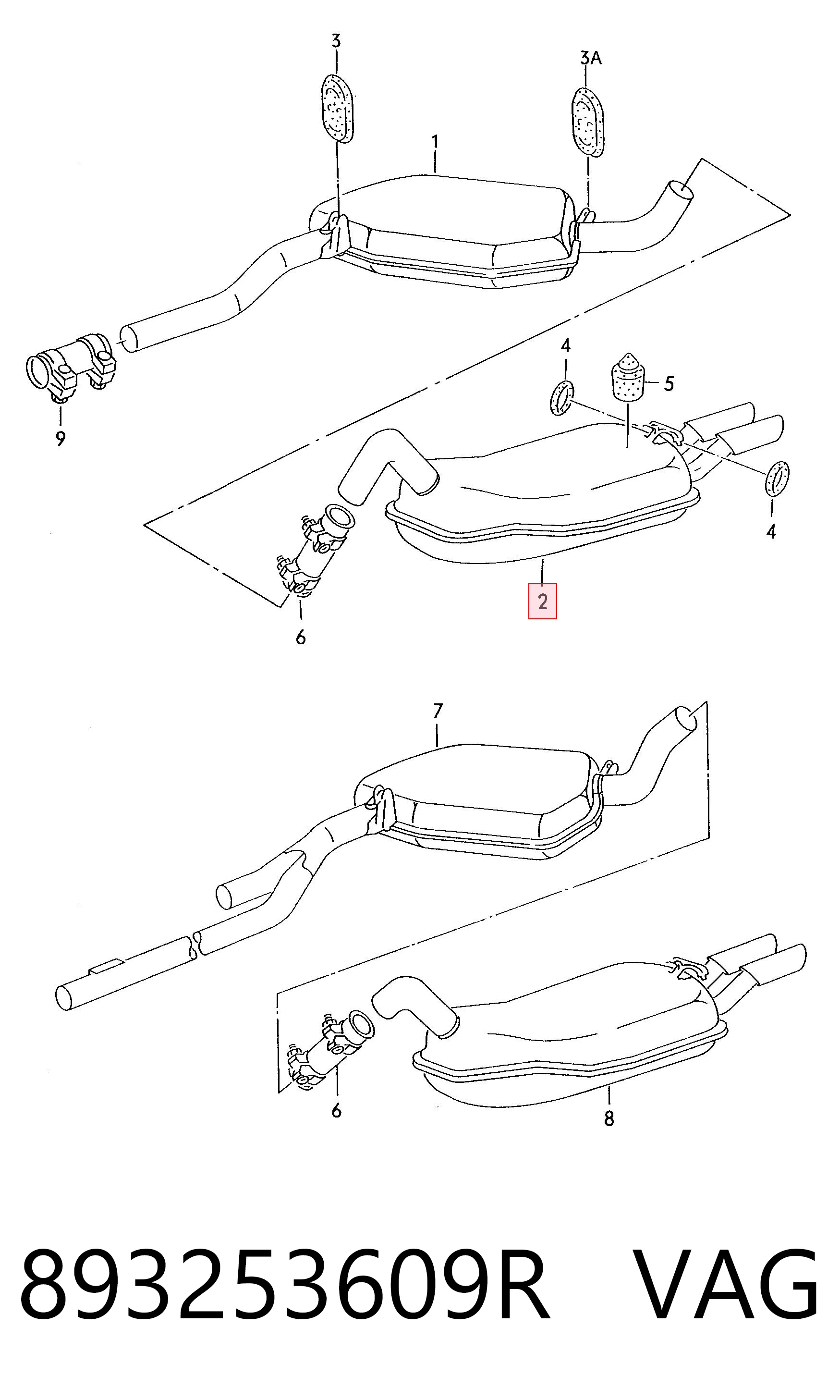 Глушник, задня частина Audi 90 89, 89Q, 8A