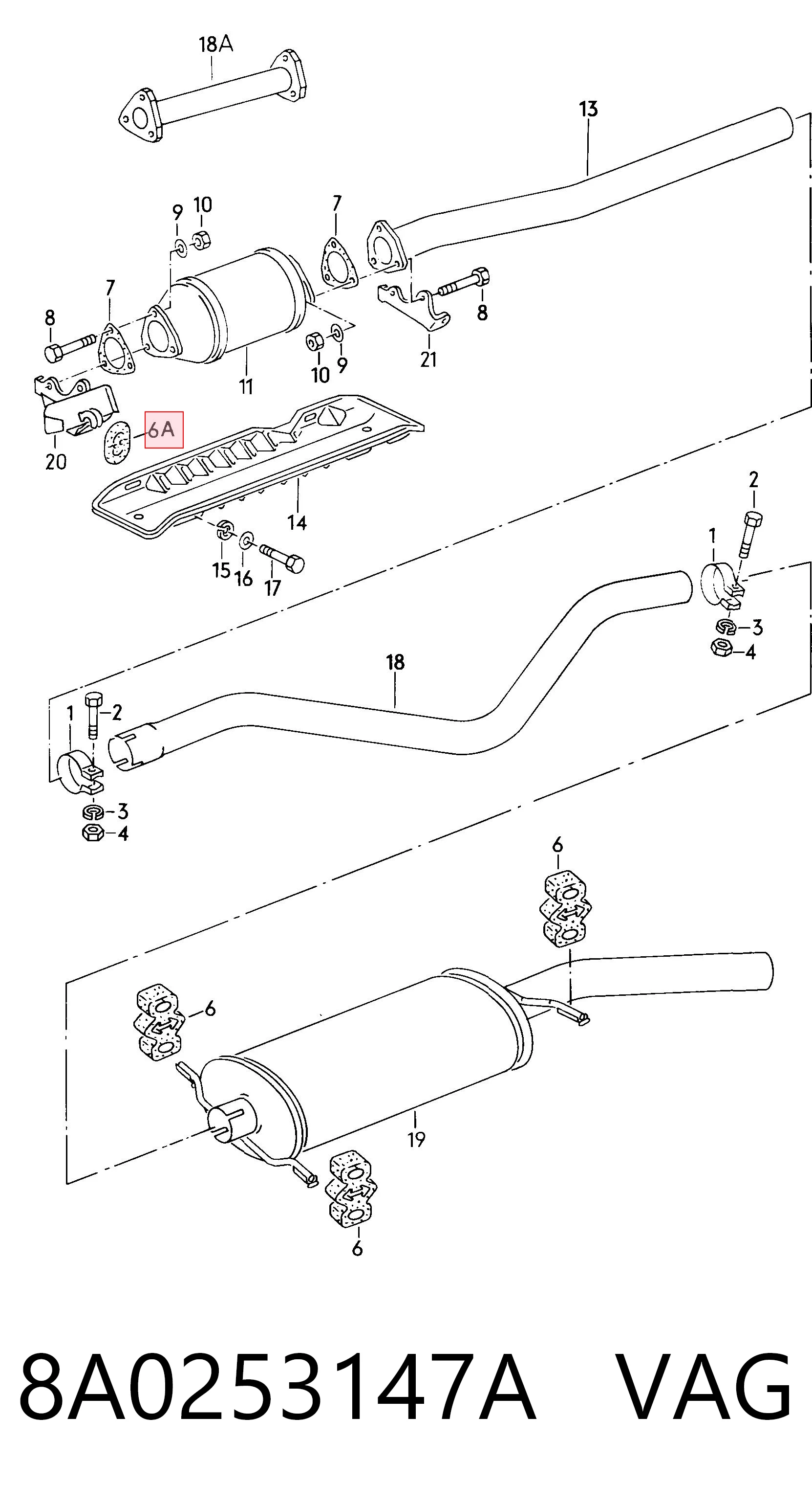 8A0253147A VAG Кронштейн кріплення глушника