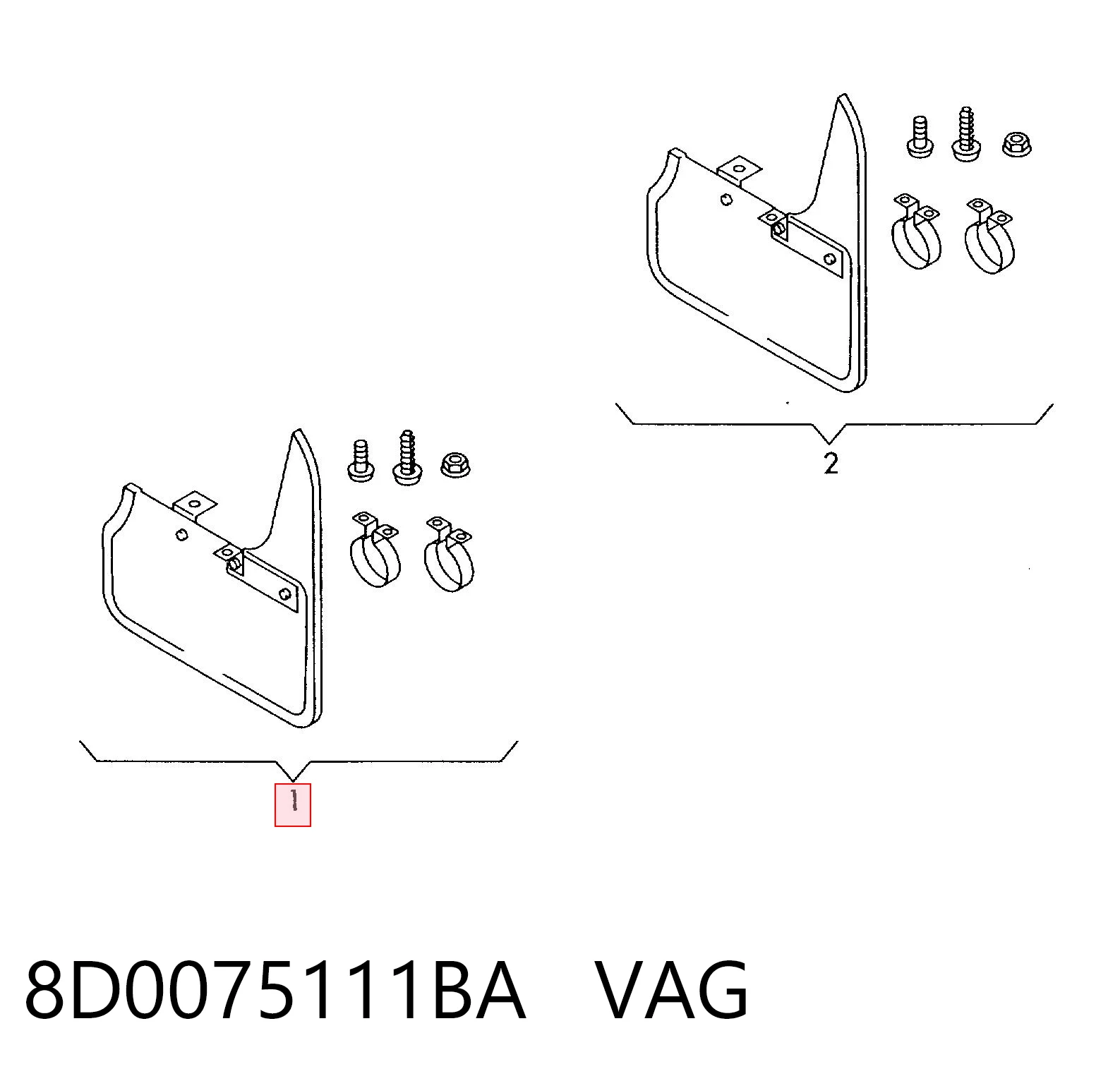 Бризковики передні, комплект Audi A4 8D5