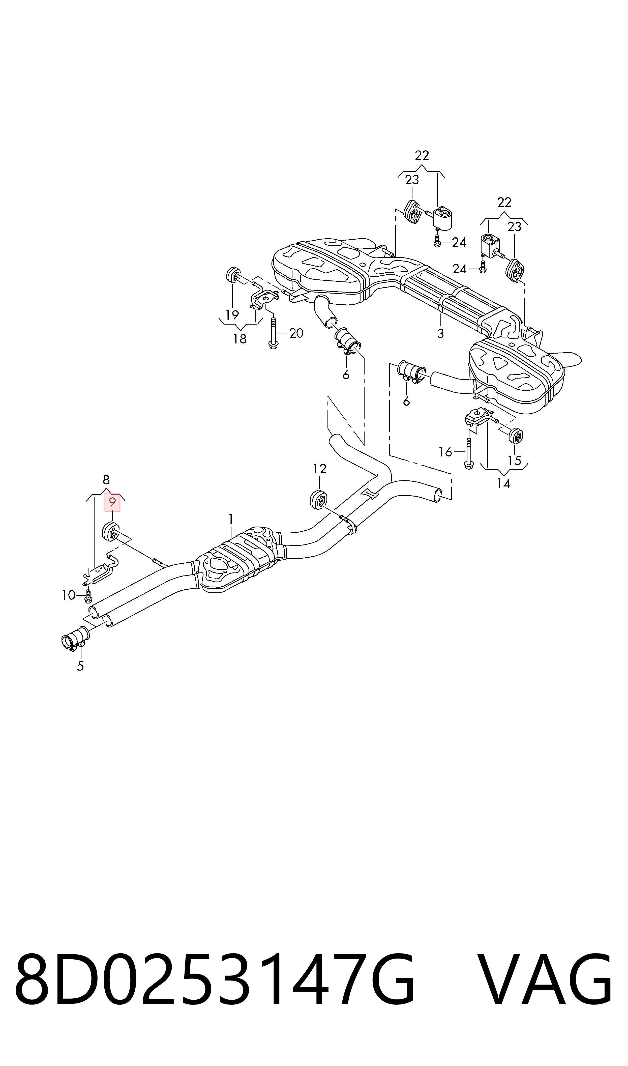 Подушка кріплення глушника VAG 8D0253147G ціна, від 2.20 USD