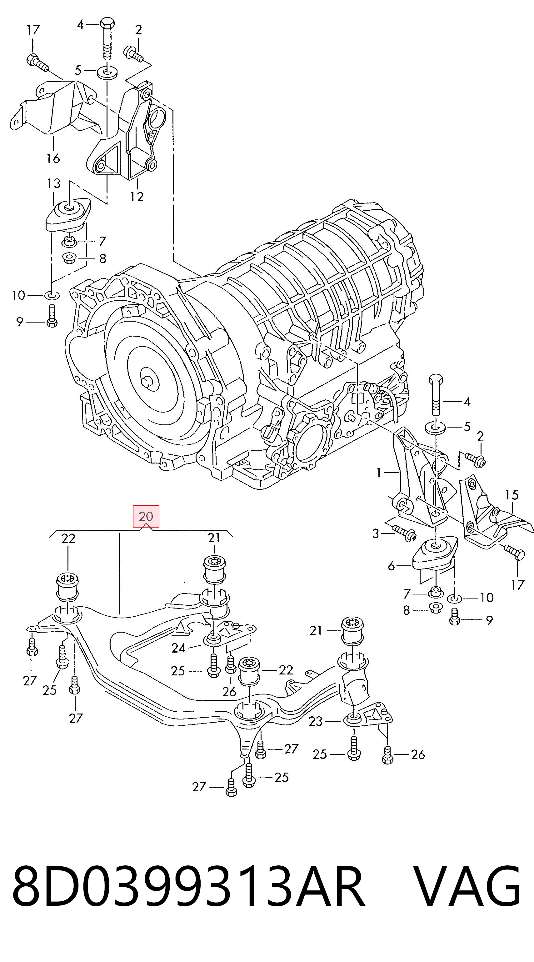  Підрамник передній Volkswagen Passat 