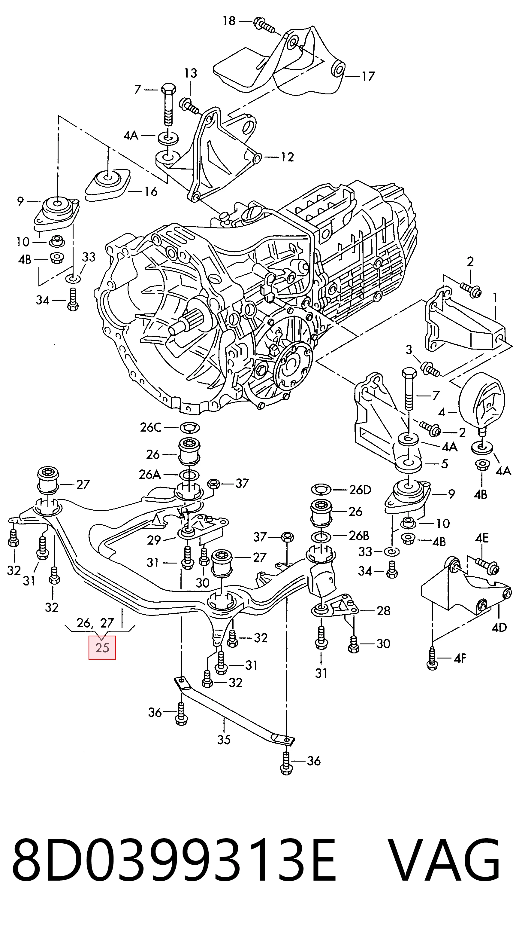 Купити Підрамник передній Skoda SuperB I 3U4
