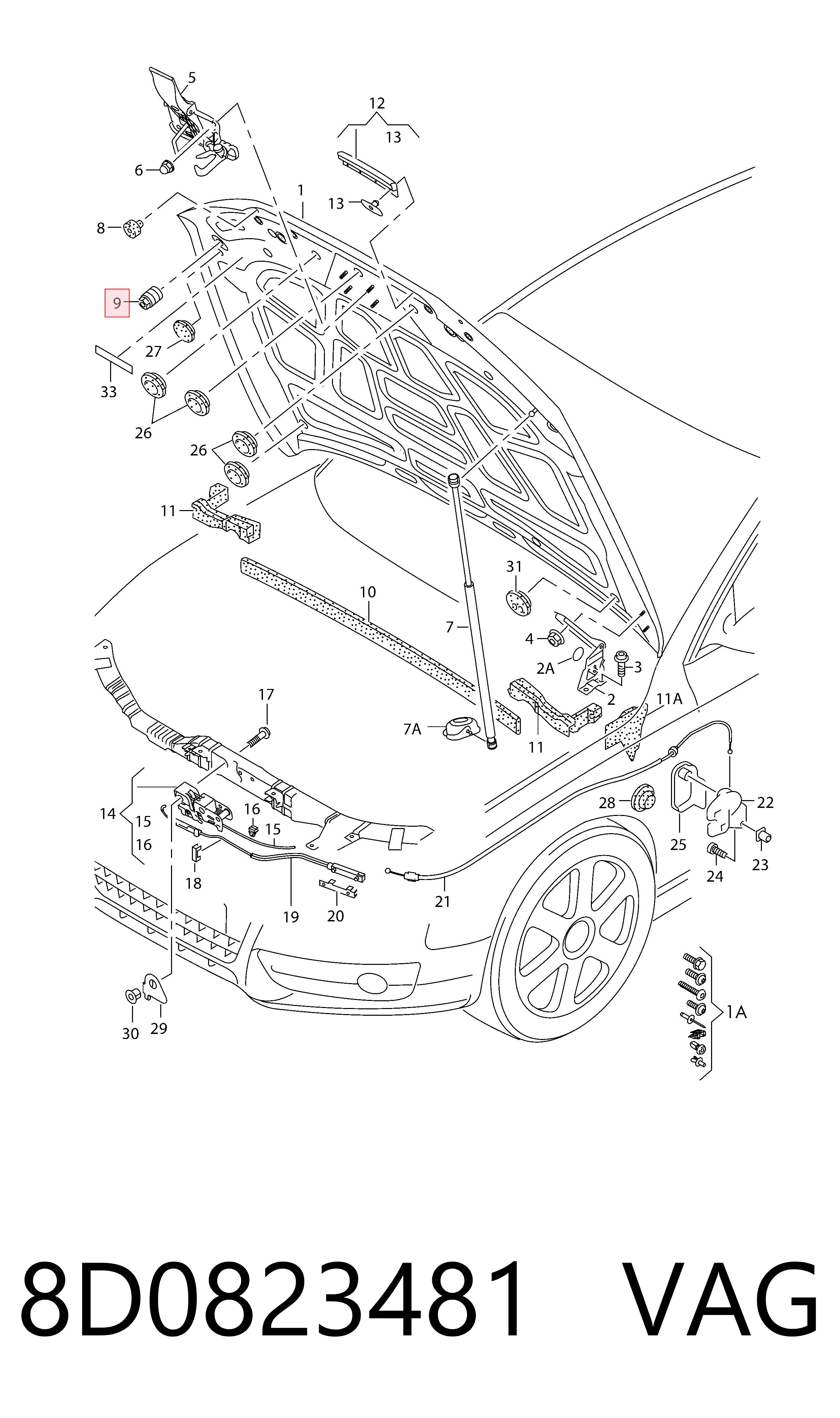 Буфер капота гумовий VAG 8D0823481 ціна, від 2.26 USD