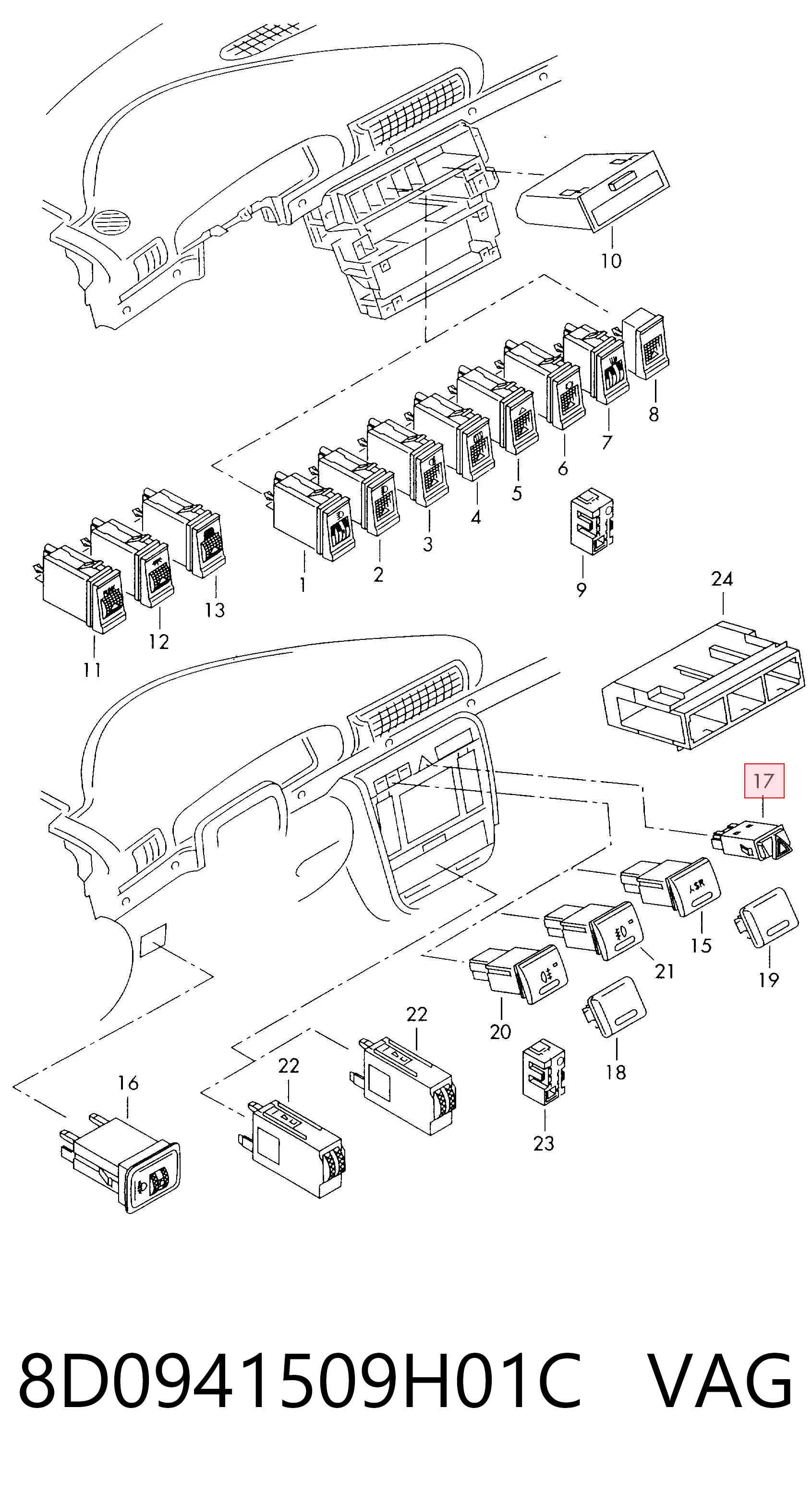 8D0941509H01C VAG Аварійна кнопка