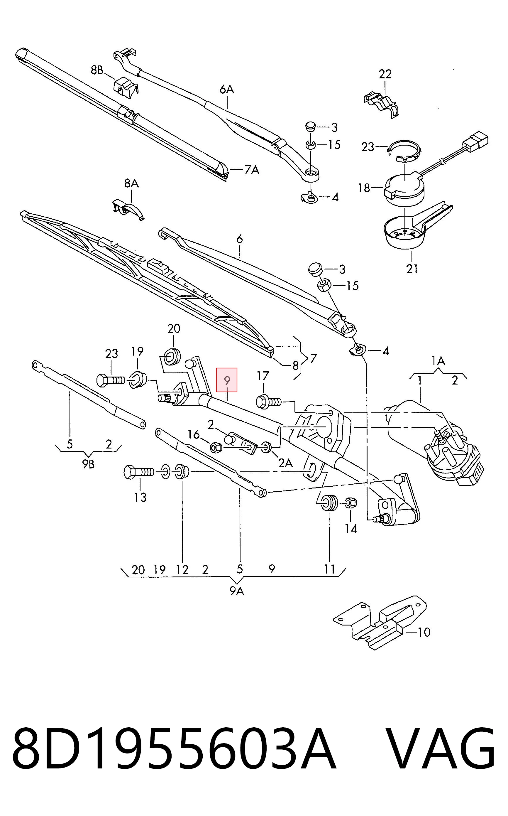 8D1955603A VAG Трапеція склоочисника