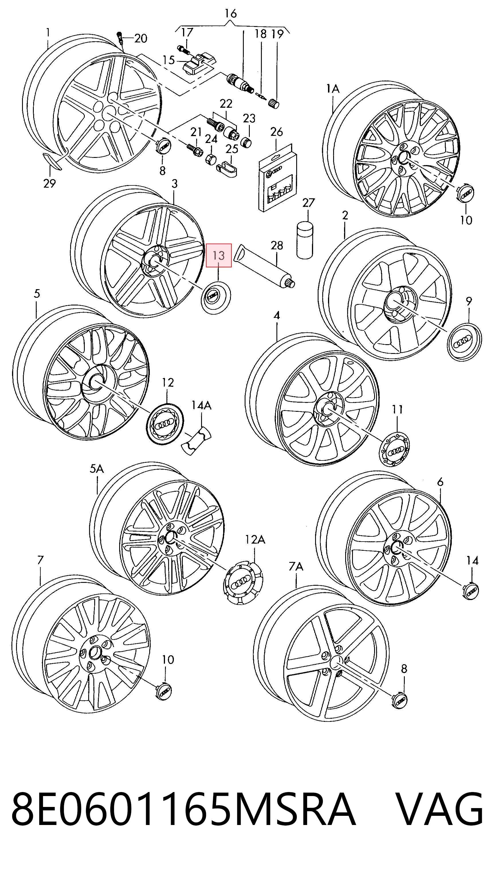 8E0601165MSRA VAG Ковпаки на колеса