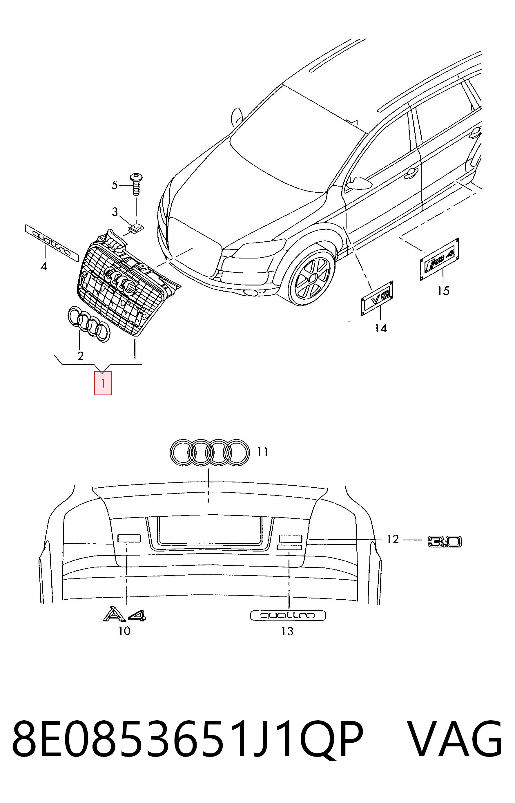 Решітка радіатора на Audi A4 B7 8EC