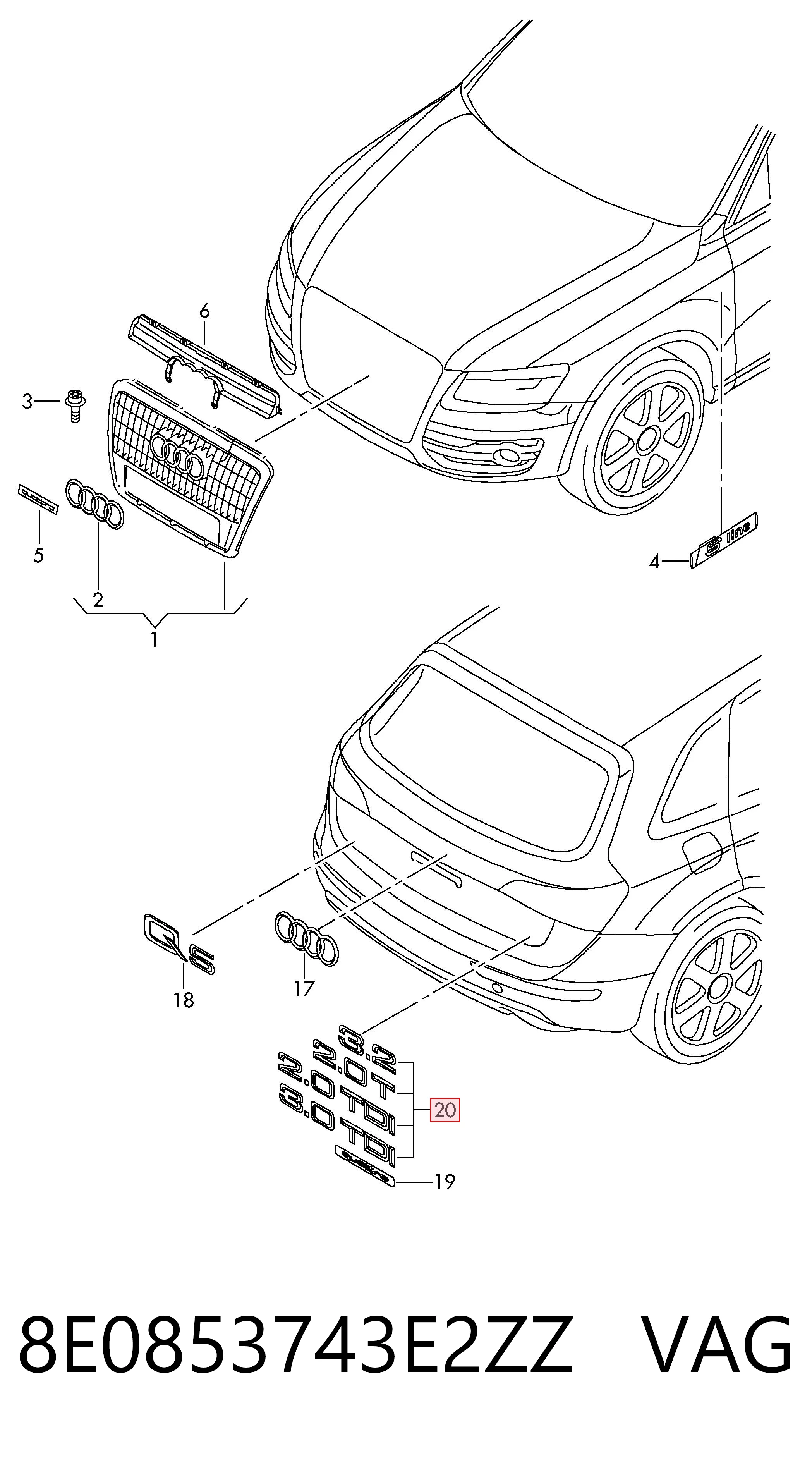  VAG 8E0853743E2ZZ ціна, від 17.40 USD
