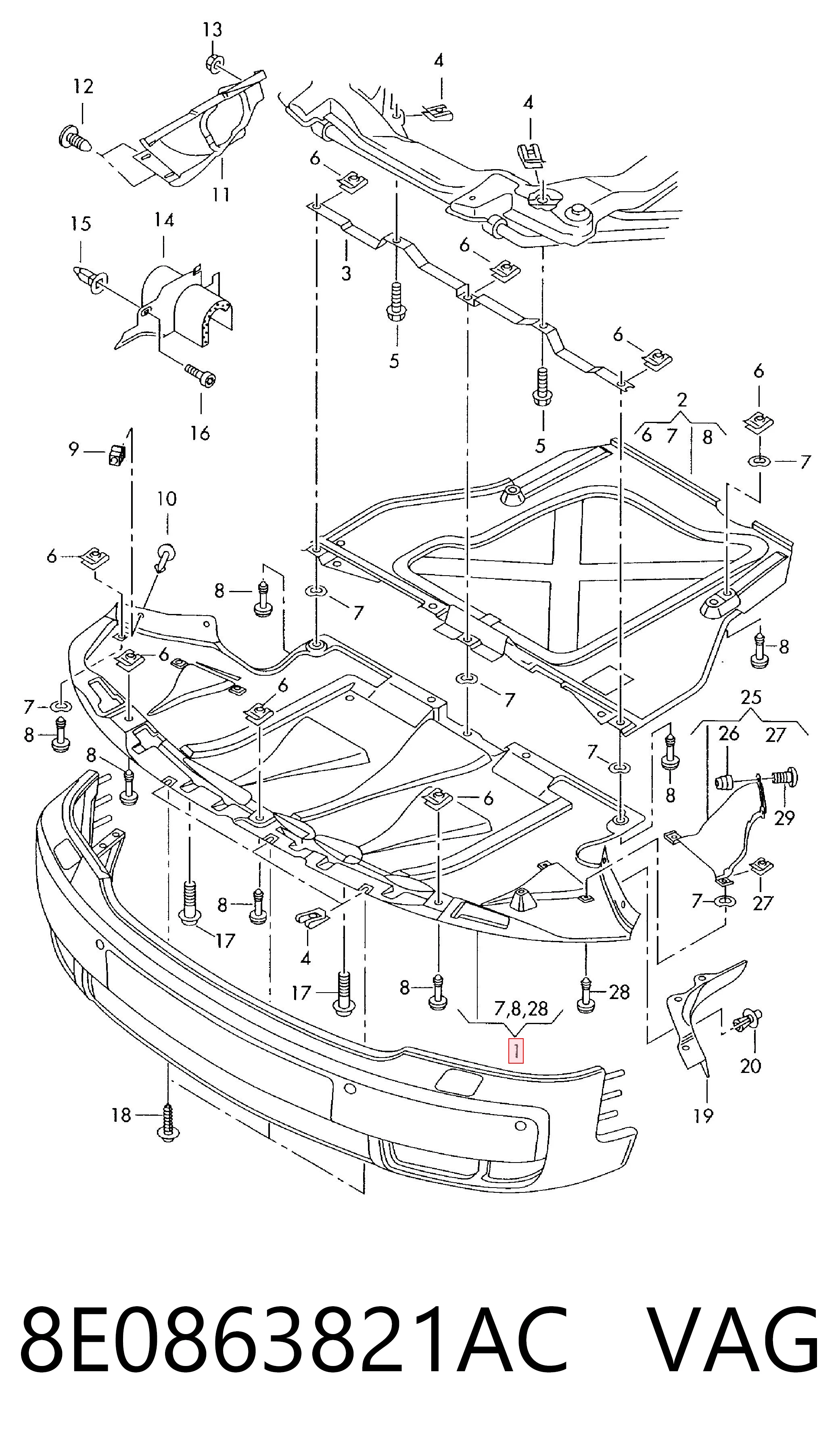 Купити Захист двигуна Audi A4 B6 8E2