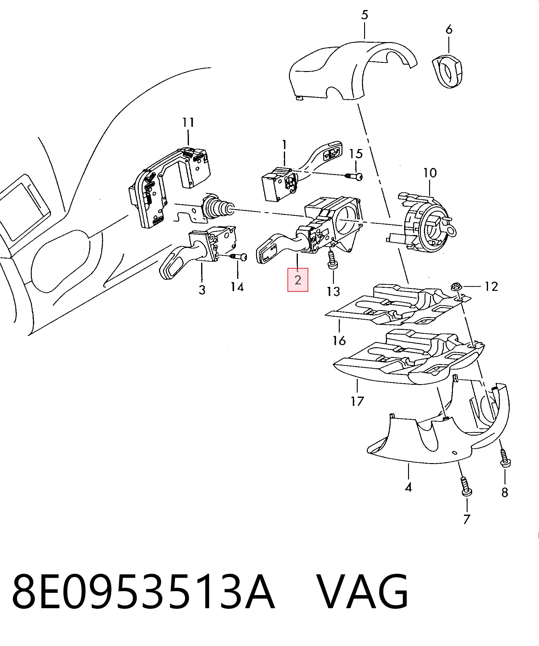 8E0953513A VAG Перемикач підрульовий, лівий