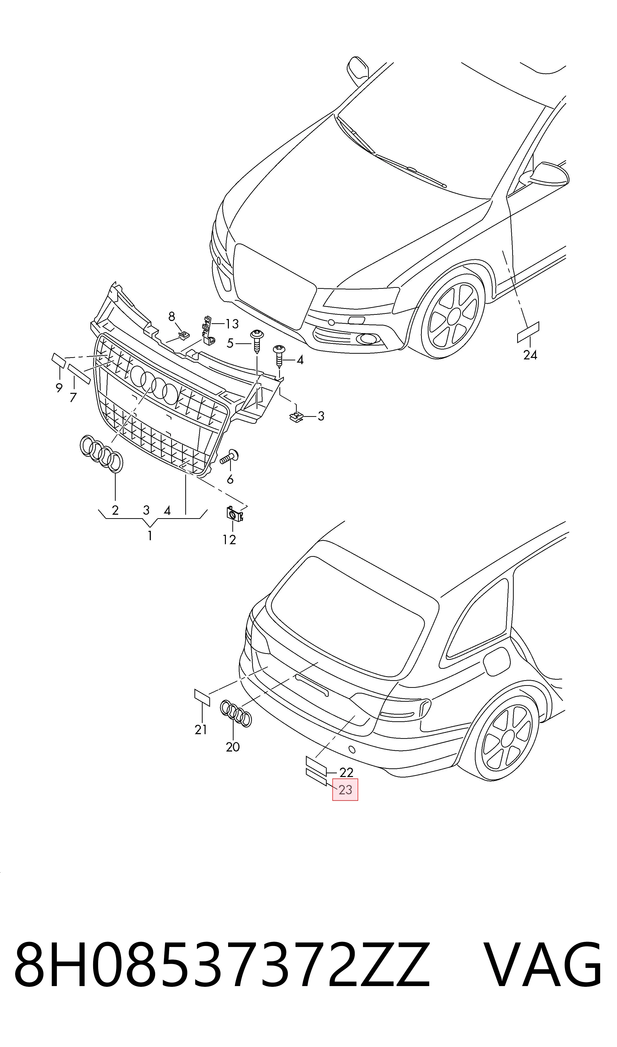 Емблема на кришку багажника, фірм.значок Audi A3 Sportback хетчбек (8PA) (2004 - 2015) ціна, від 8.87 USD