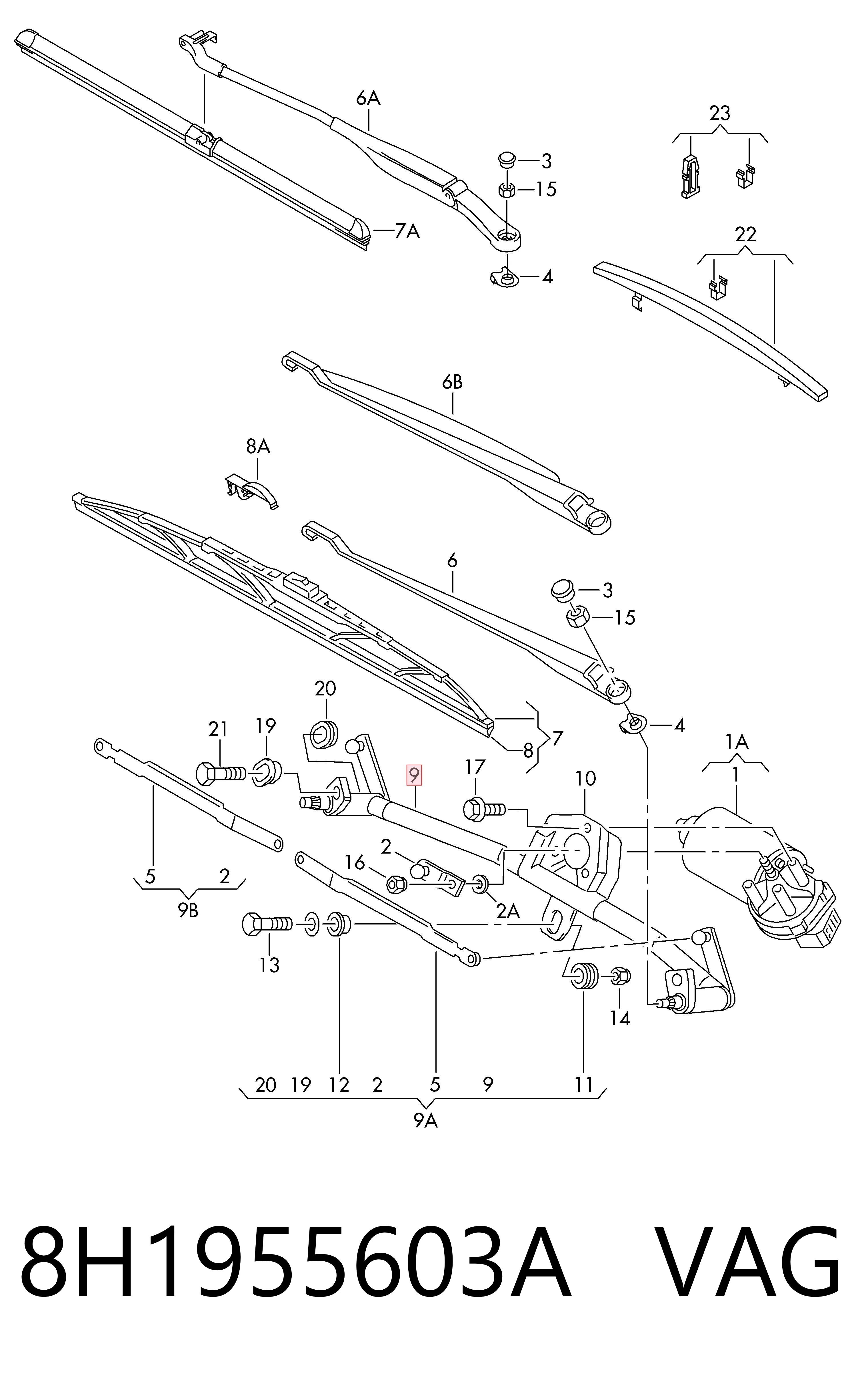 Трапеція щіток лобового скла Audi A4 B6 кабріолет (8H7) (2002 - 2005) ціна, від 36.12 USD