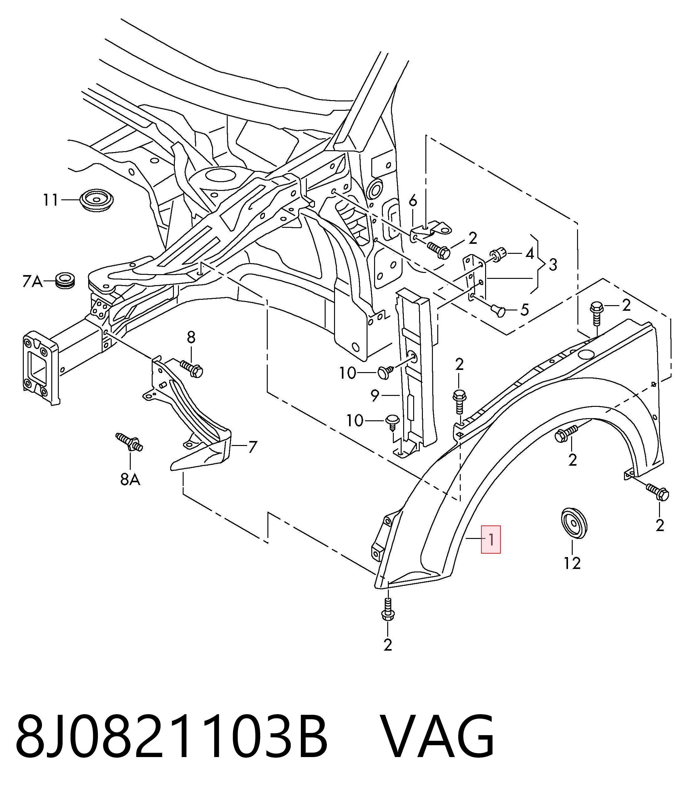 8J0821103B VAG Переднє ліве крило