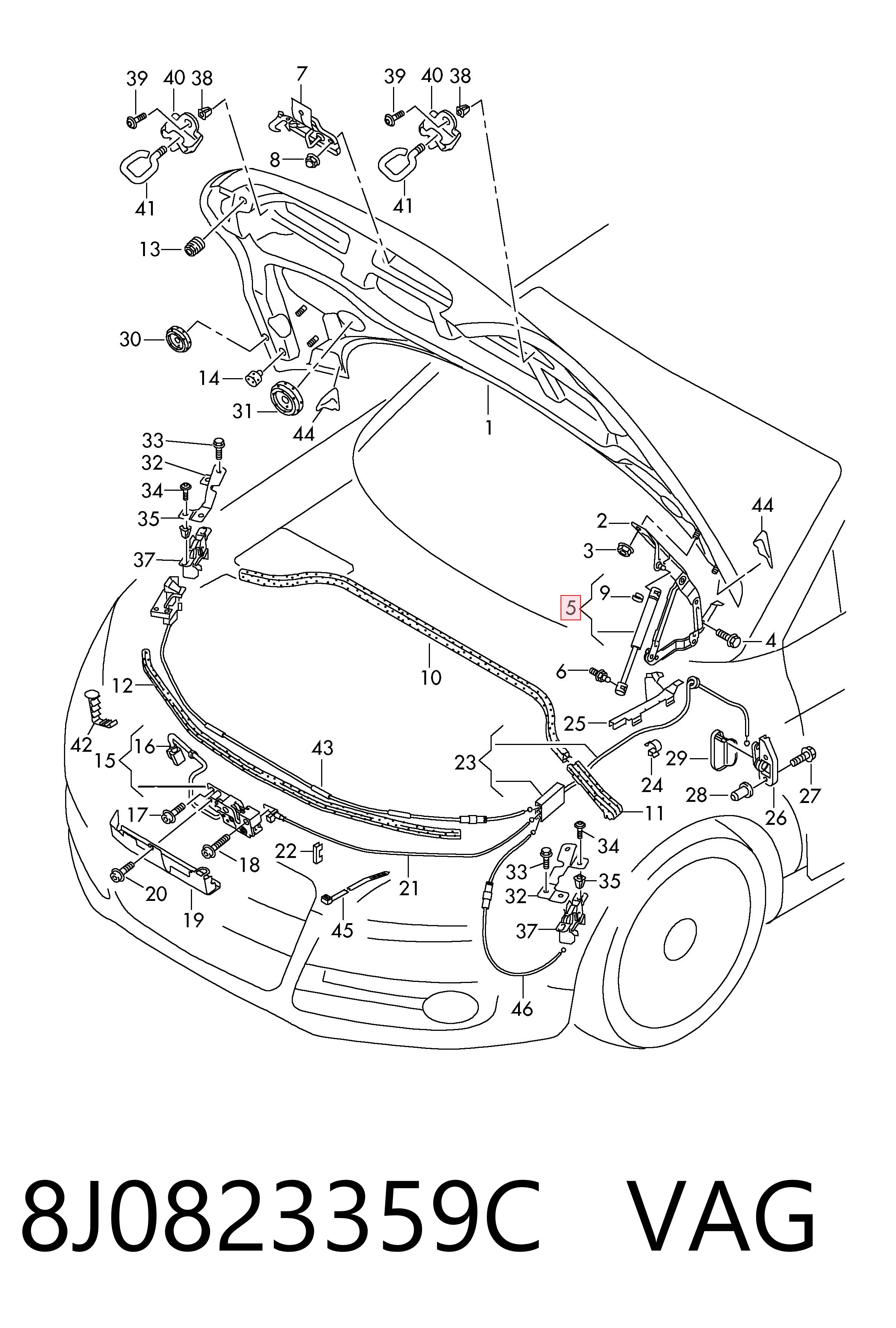 Стійка капота на Volkswagen Golf III 1E7