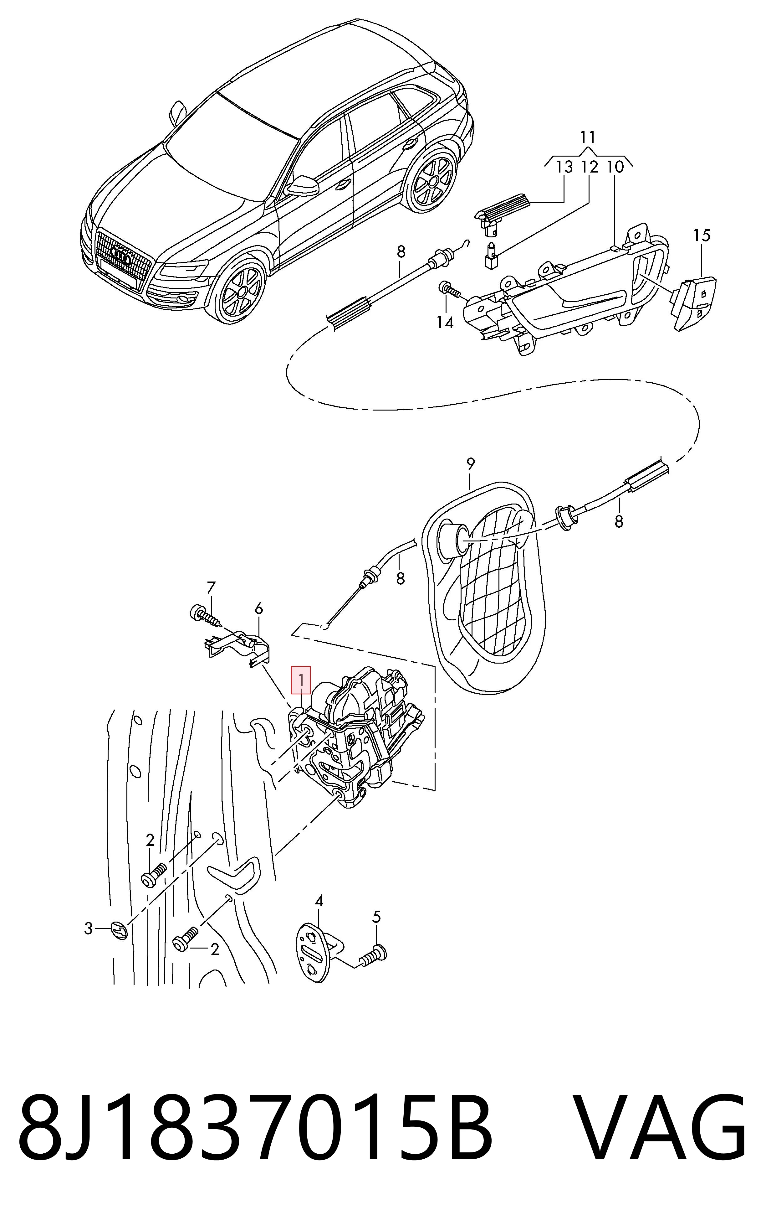 Купити Замок передньої лівої двері Audi A4 B8 8K2