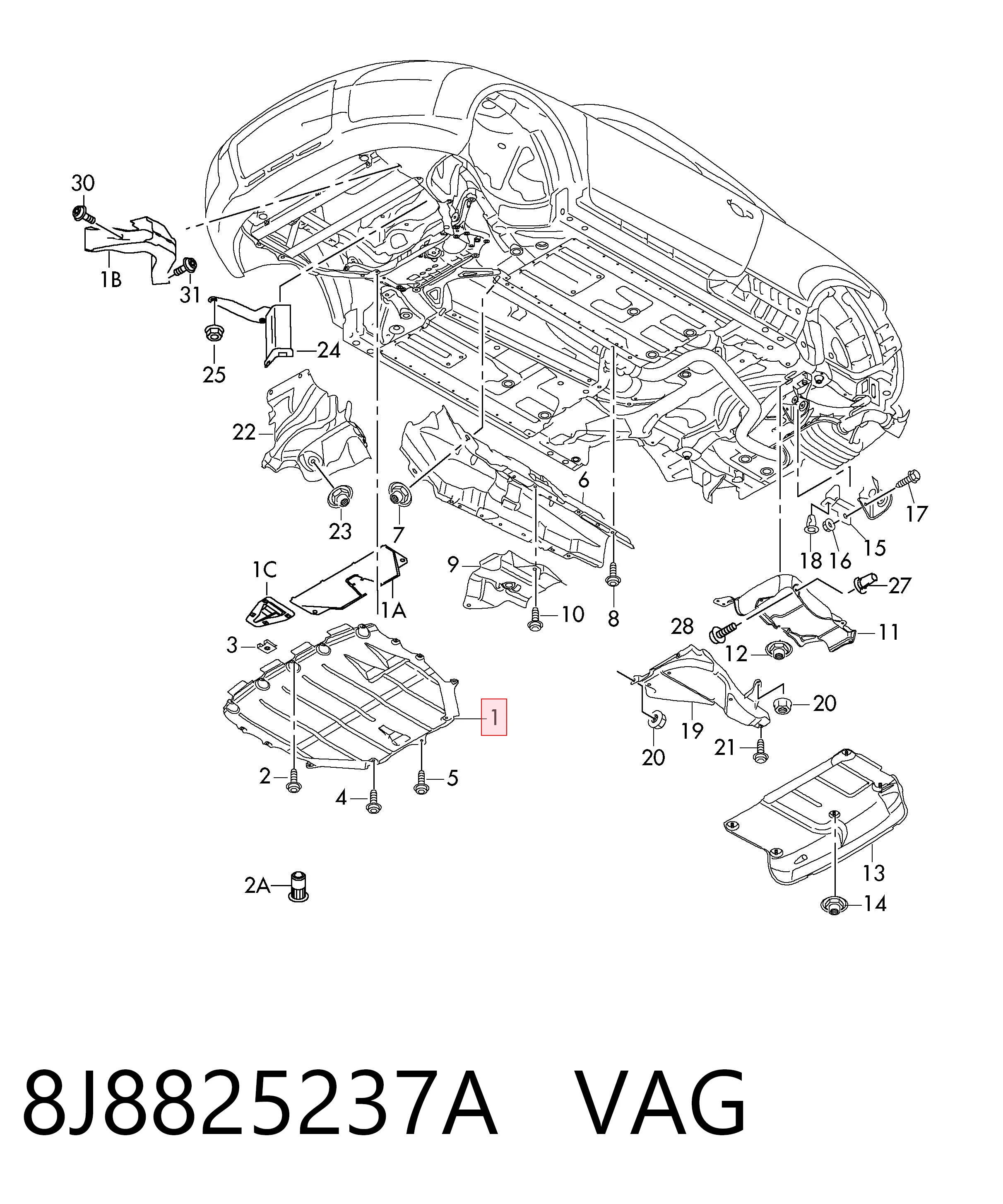 8J8825237A VAG Захист піддона двигуна