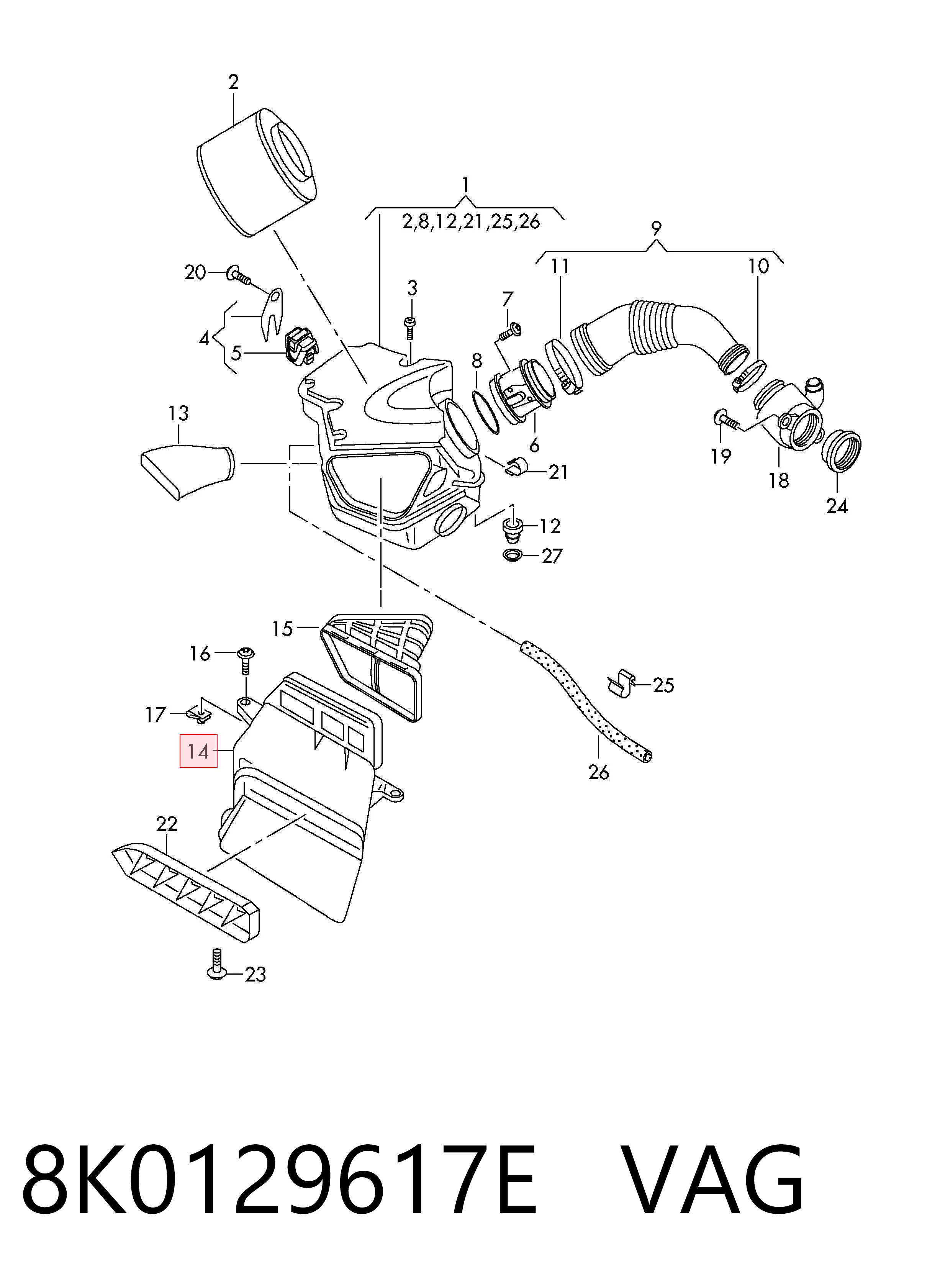 Повітрозабірник повітряного фільтра Audi A4 B8 седан (8K2) (2007 - 2015) ціна, від 63.08 USD