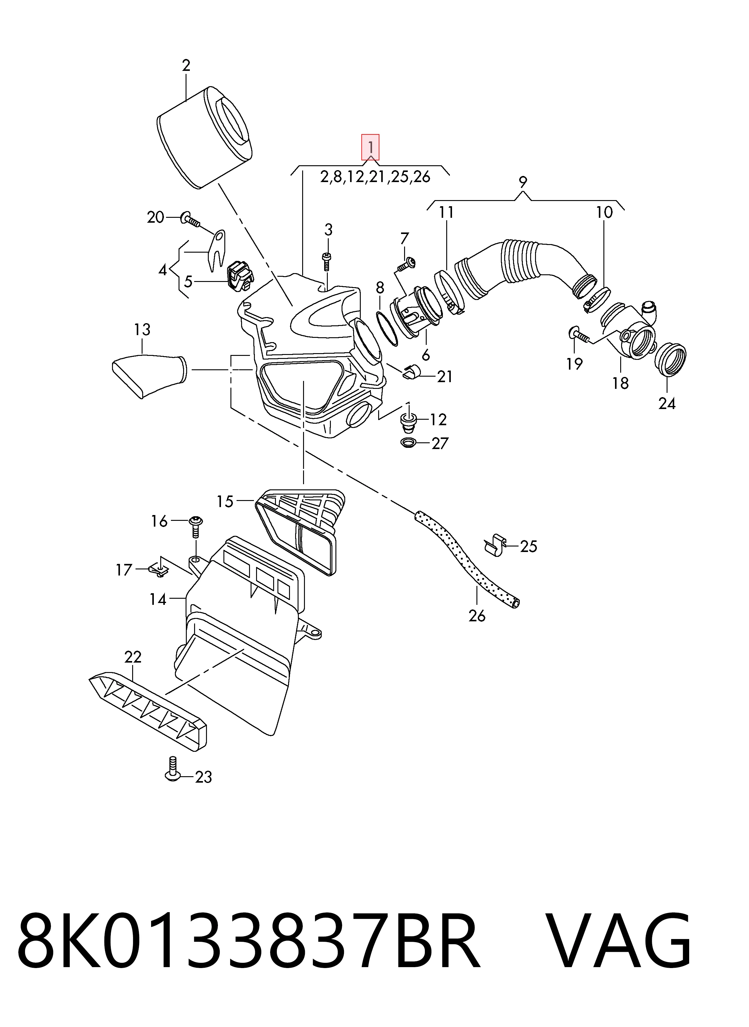 Коробка фільтра на Audi A4 B8 8K2