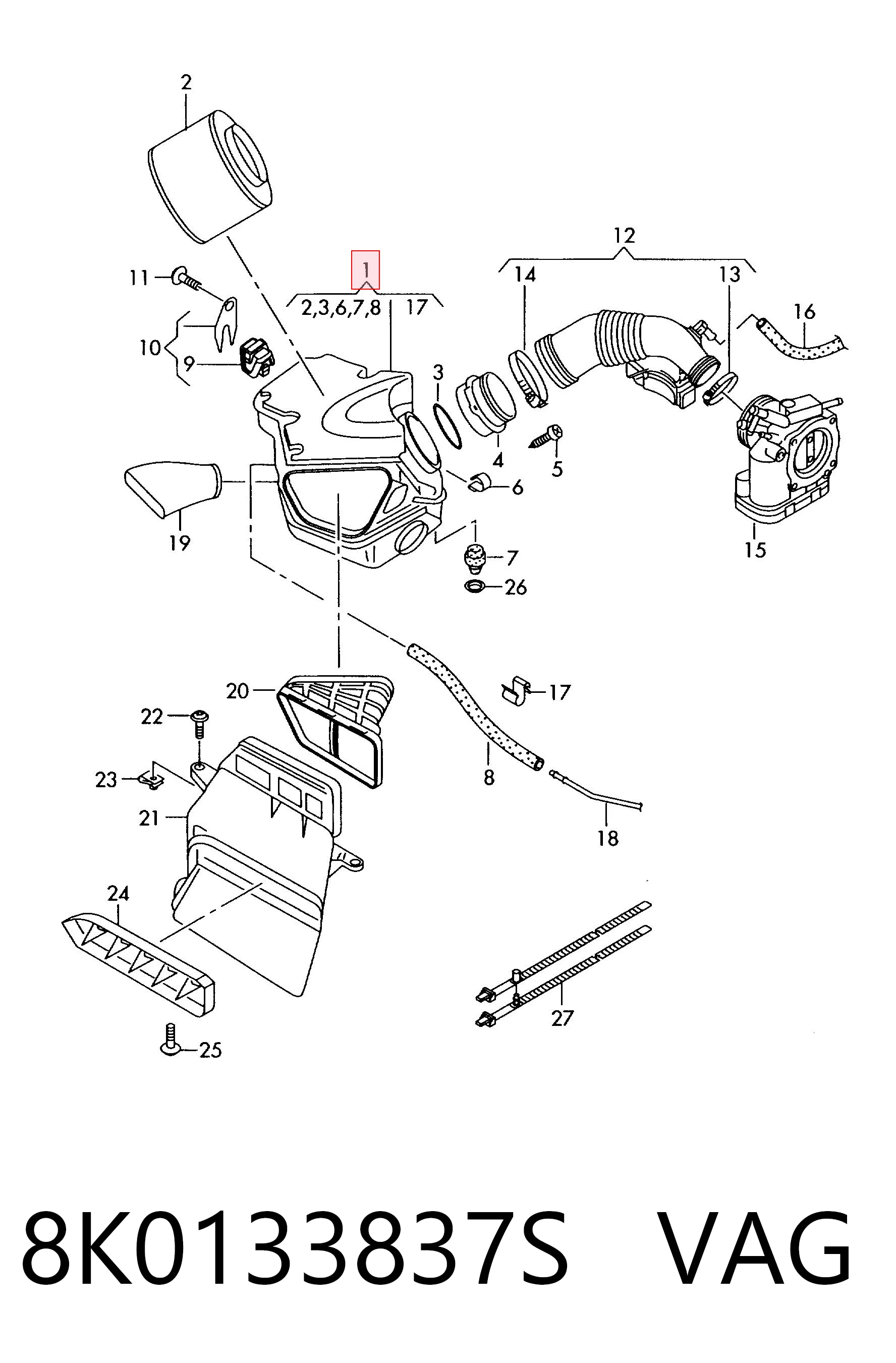  VAG 8K0133837S ціна, від 71.11 USD